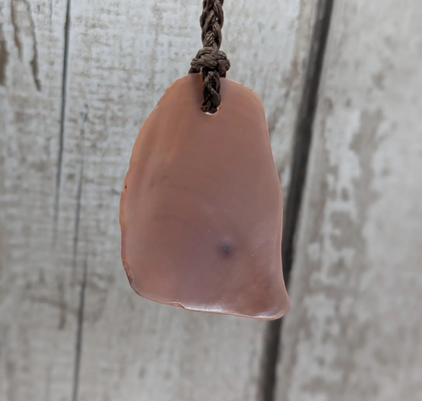 Large mid Iridescent NZ Freshwater Pink Mussel Shell Pendant – Natural Tumbled, Rainbow Shine, Hand-Polished Shell Jewellery