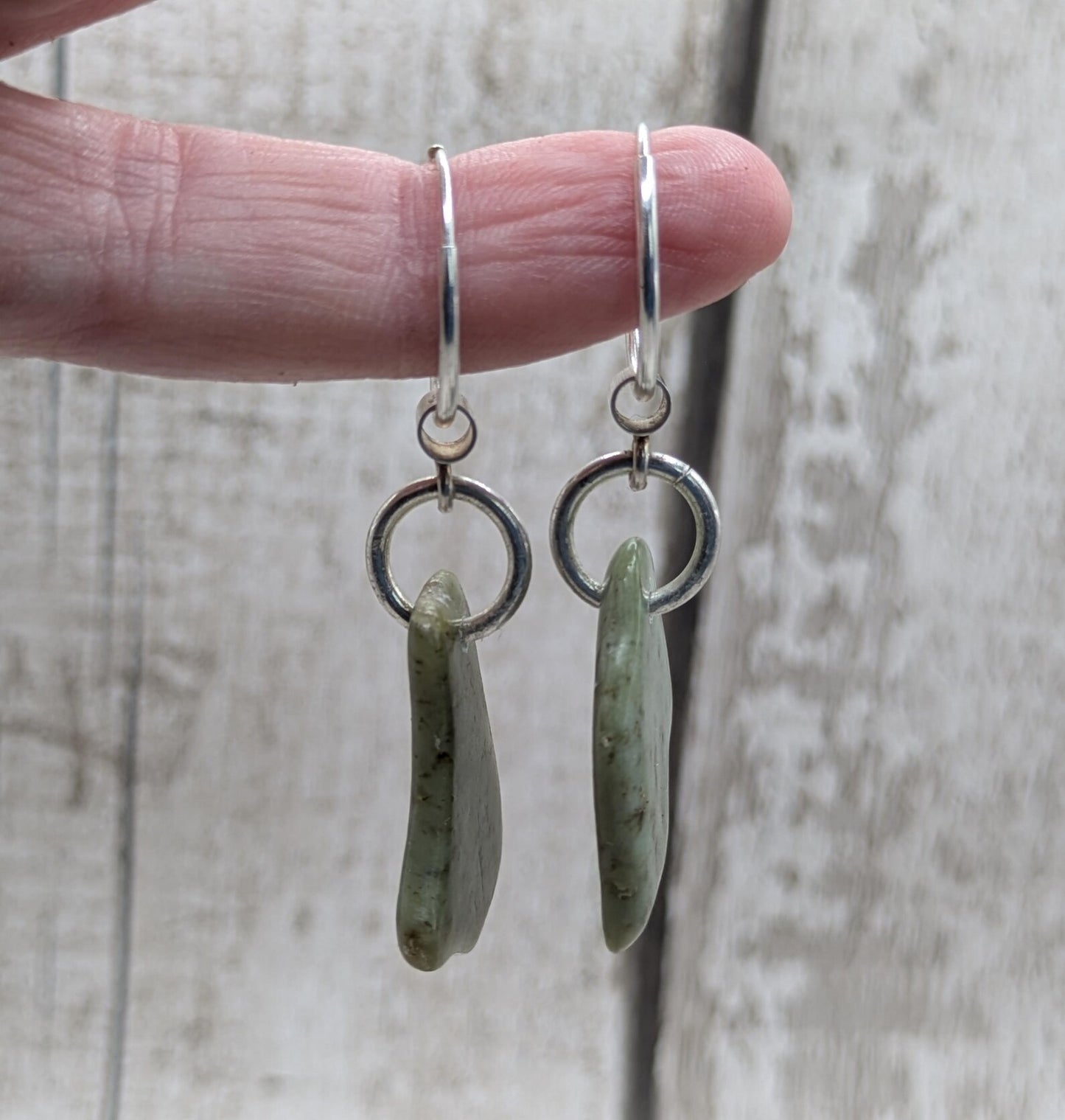 New Zealand Greenstone pounamu jade hoop earrings.