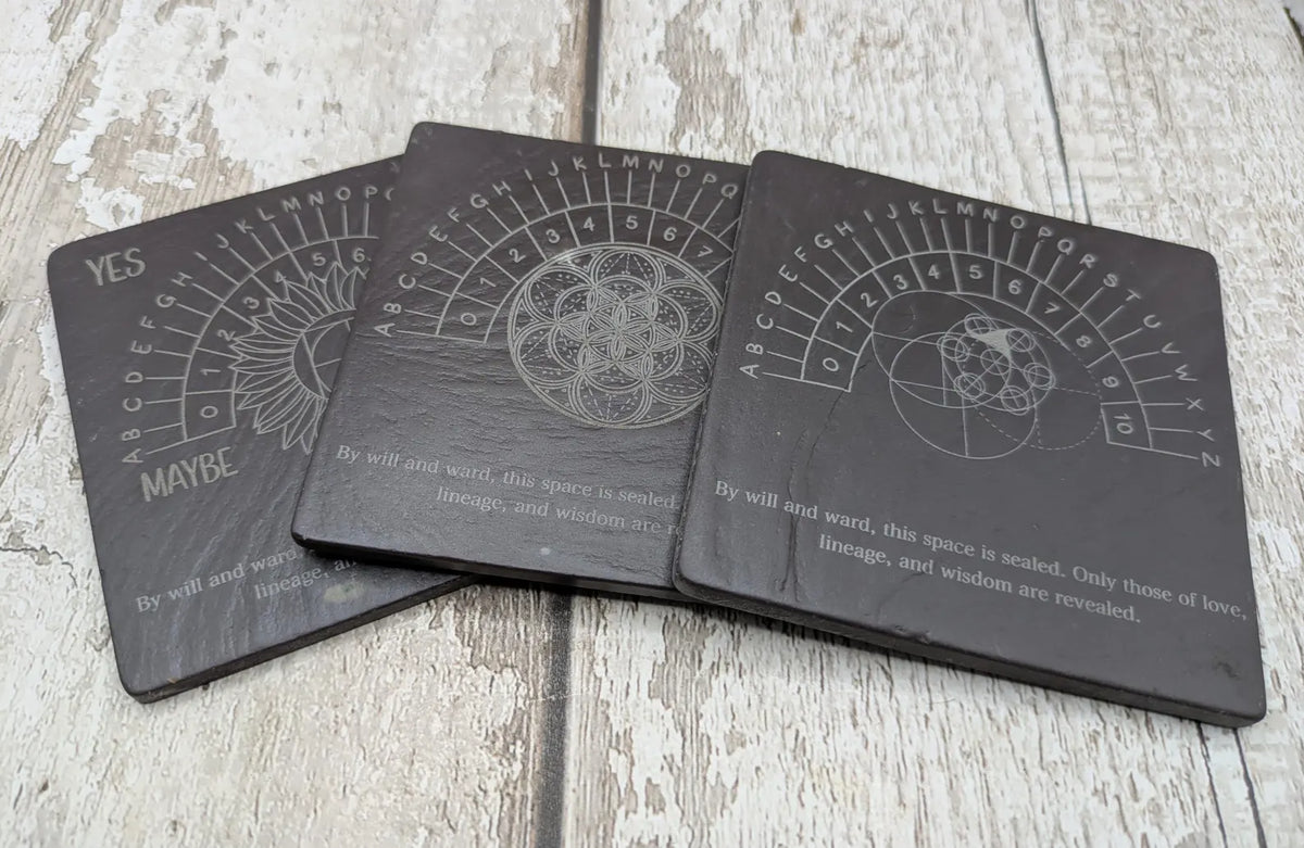 Welsh slate Celtic geometric pendulum board.