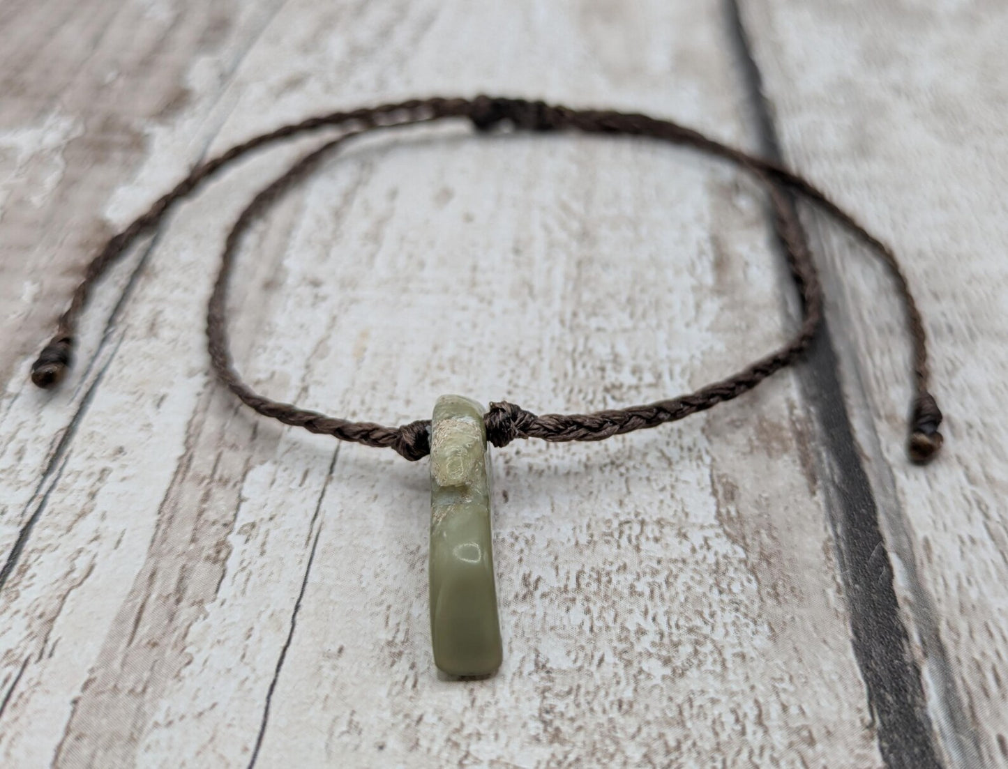 New Zealand Pounamu greenstone jade adjustable bracelet.