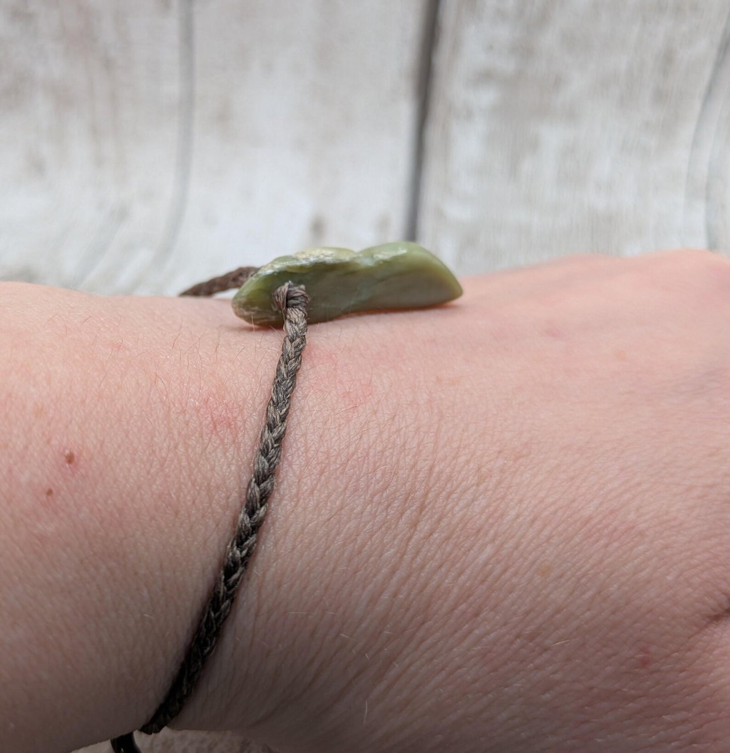New Zealand Pounamu greenstone jade adjustable bracelet.