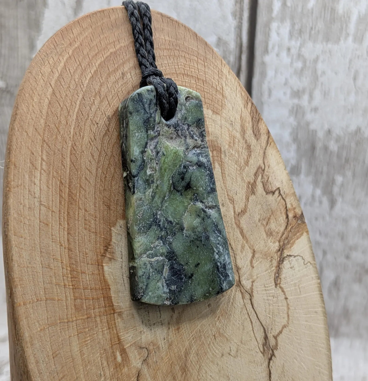 New Zealand Haast pass Douglas creek serpentine trapezium pendant.