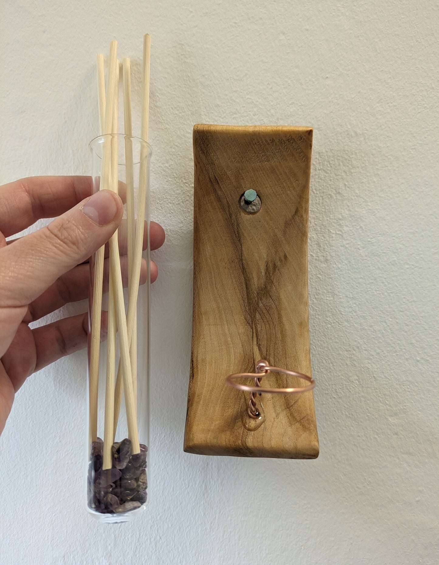 Recycled Wooden off cut carved wall hanging Reed diffuser.