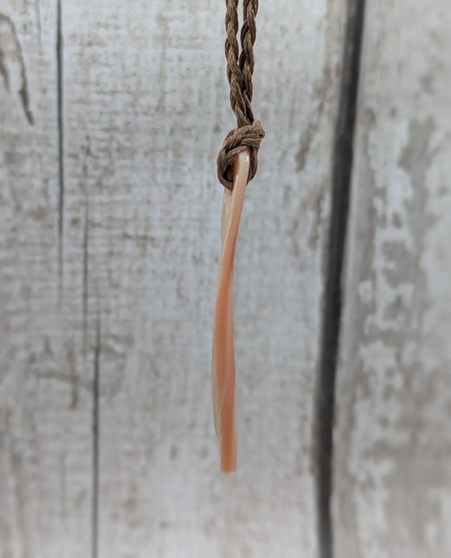 New zealand freshwater pink mussel roimata drop pendant.