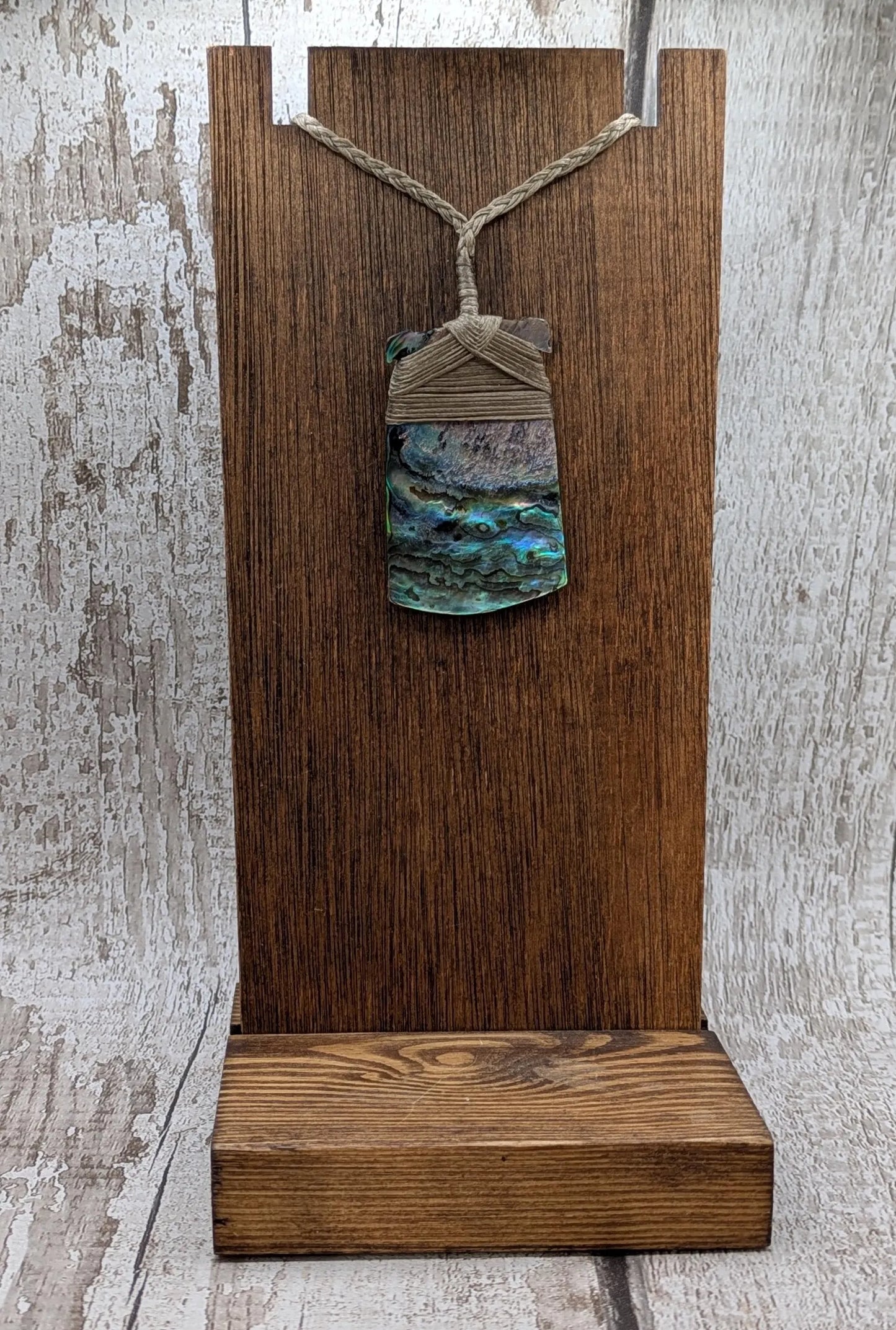 Wild New Zealand freshwater Pāua shell Hei Toki adze pendant