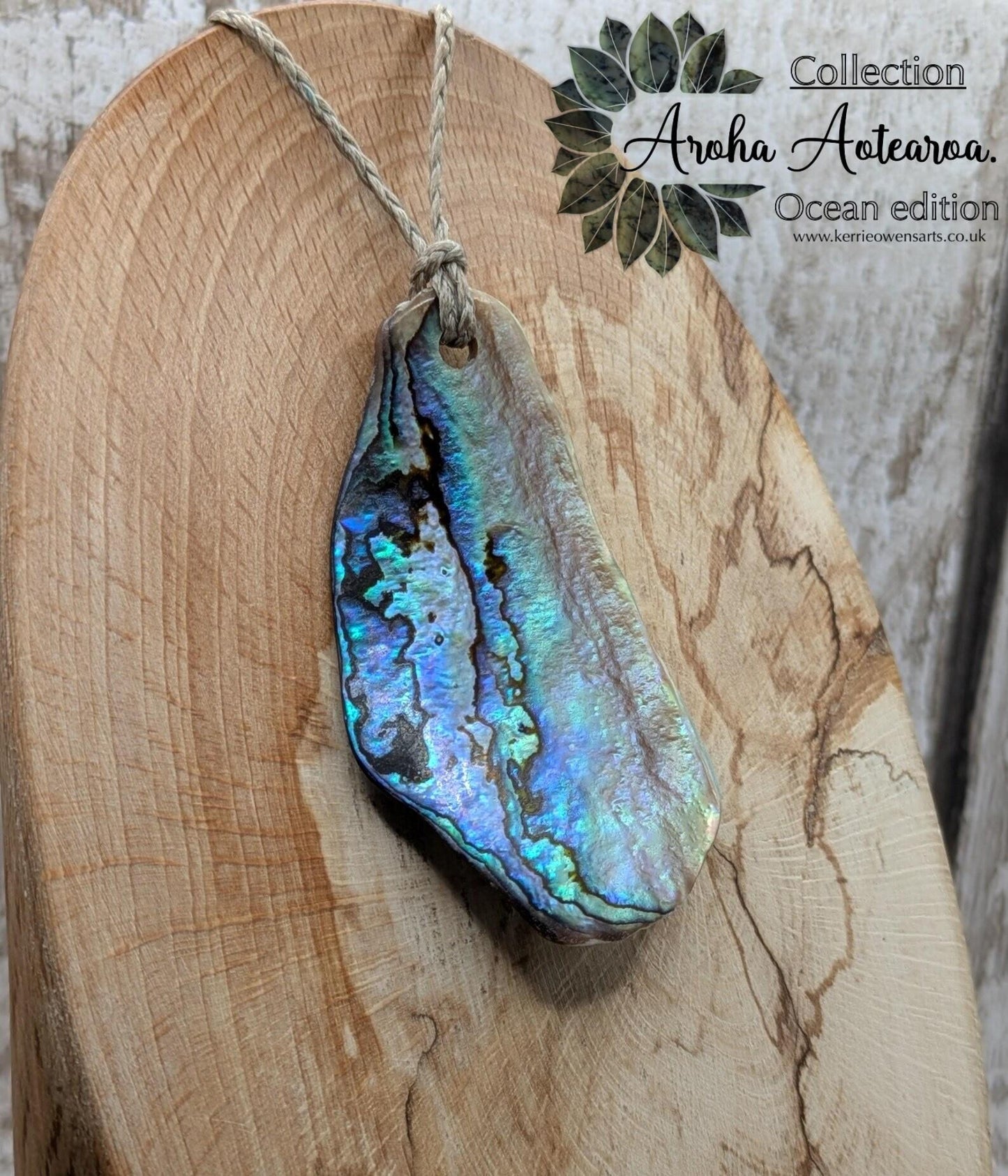 Wild New Zealand naturally tumbled rainbow Pāua shell free form.