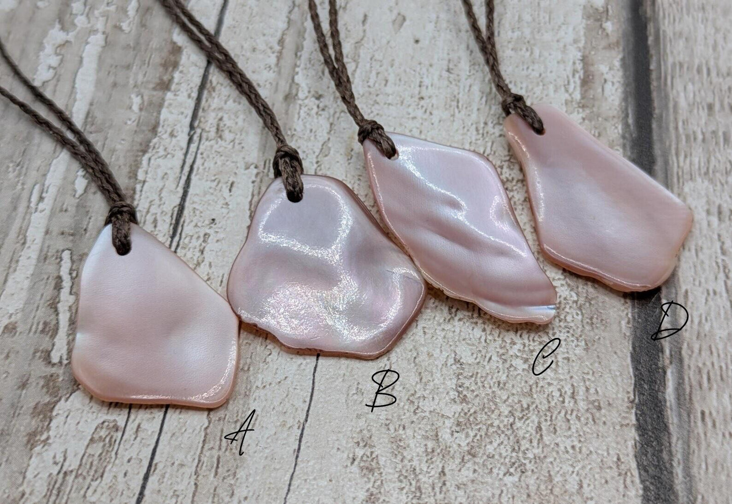 Medium Pearlescent NZ Freshwater Pink Mussel Shell Pendant – Natural Tumbled, Drilled for Jewelry, Unique Organic Statement Piece
