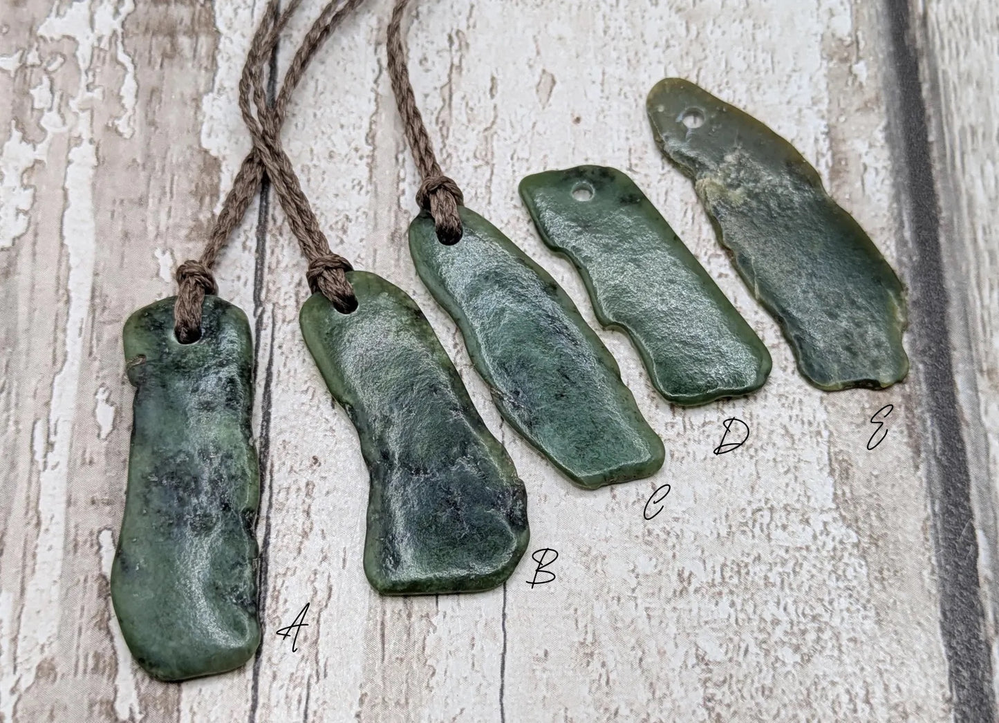 Tumble polished New Zealand Pounamu Jade Necklace – Raw Greenstone Offcut crystal Pendant on Cord, simple spiritual jewellery.