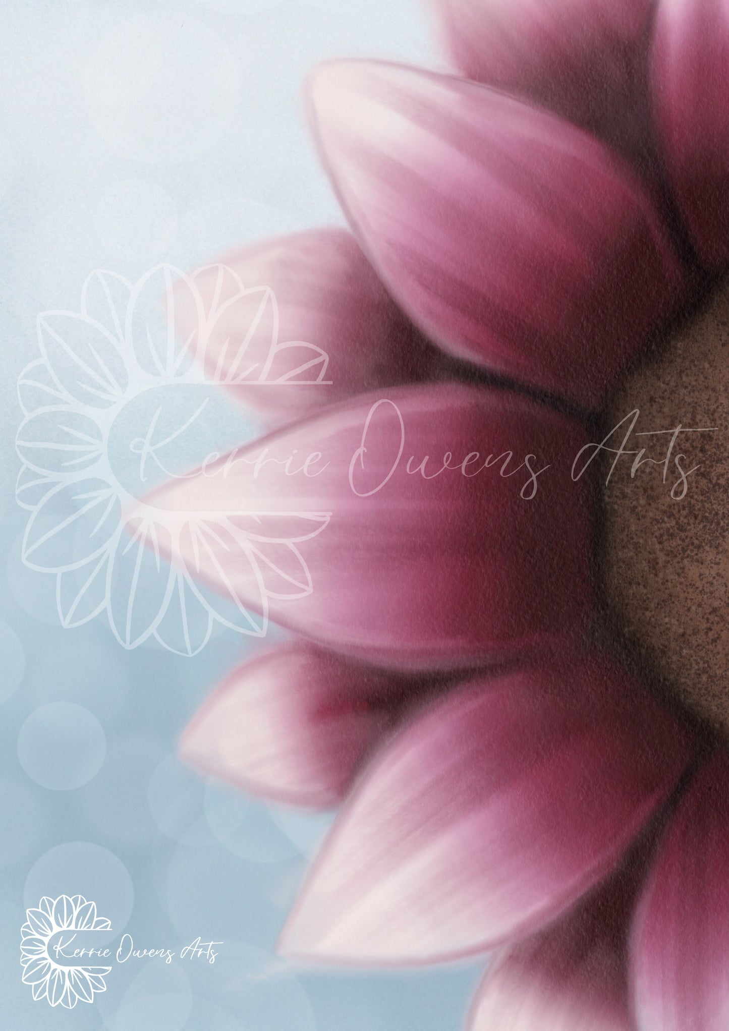 Magnolia pink sunflower poster print.