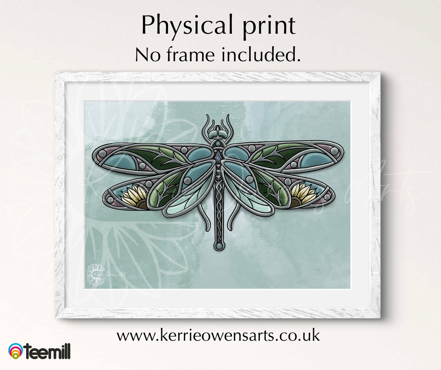 Stained glass dragonfly poster print.