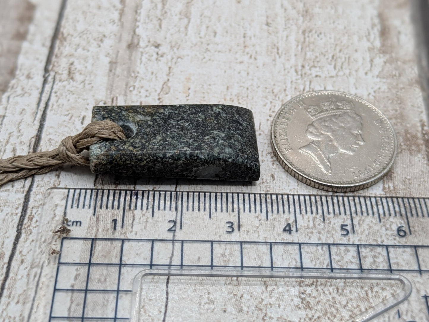 Preseli Bluestone Stonehenge Pendant Hei Toki adze - Welsh Sacred Stone Jewellery, Handcrafted Māori inspired Talisman, Raw Pagan Amulet.