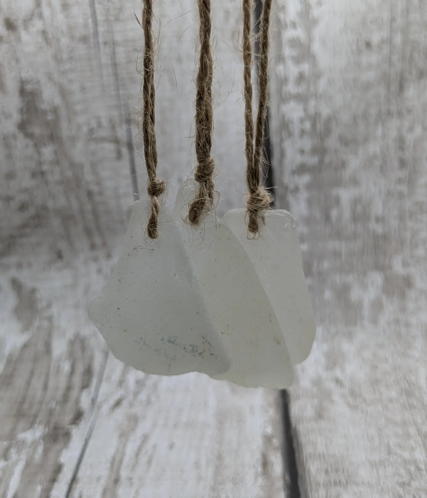Coastal Charm: 3 Pack White Frosted Sea Glass Christmas Decorations. Made to order.
