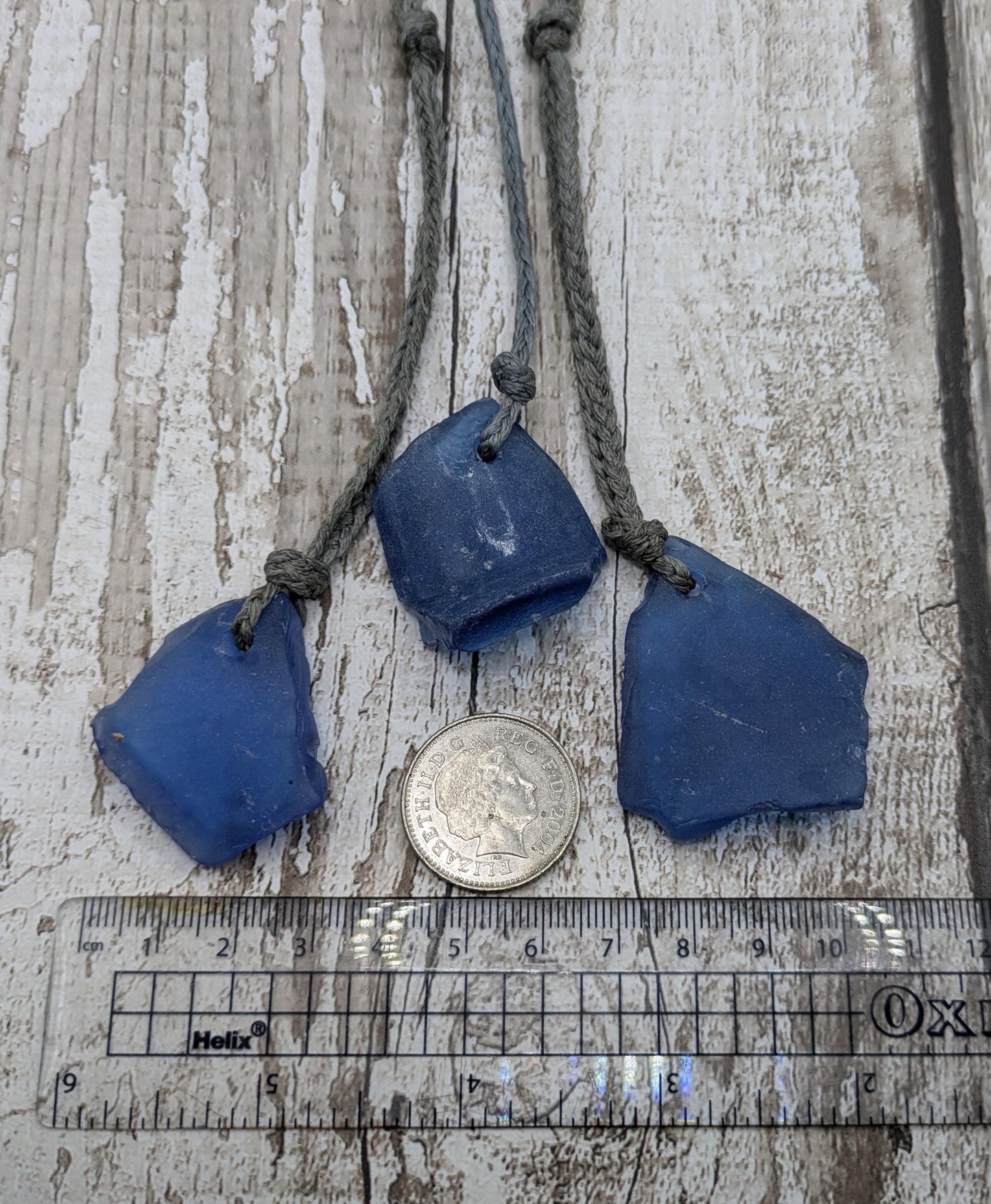 Coastal Blue Beach Combed Christmas Ornaments - Set of 3