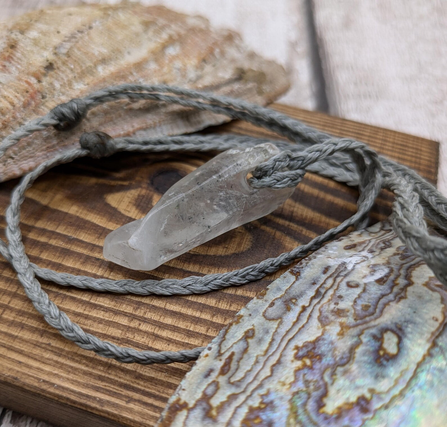 Tibetan clear quartz Crystal point pendant.