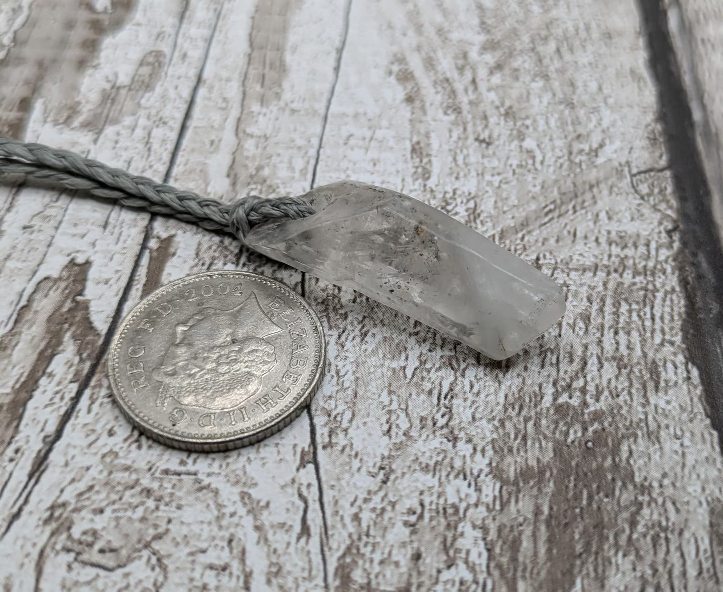 Tibetan clear quartz Crystal point pendant.