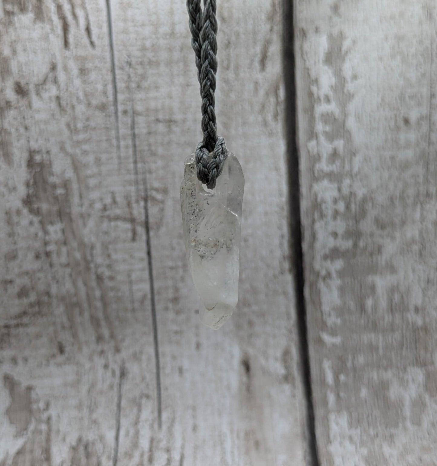 Tibetan clear quartz Crystal point pendant.