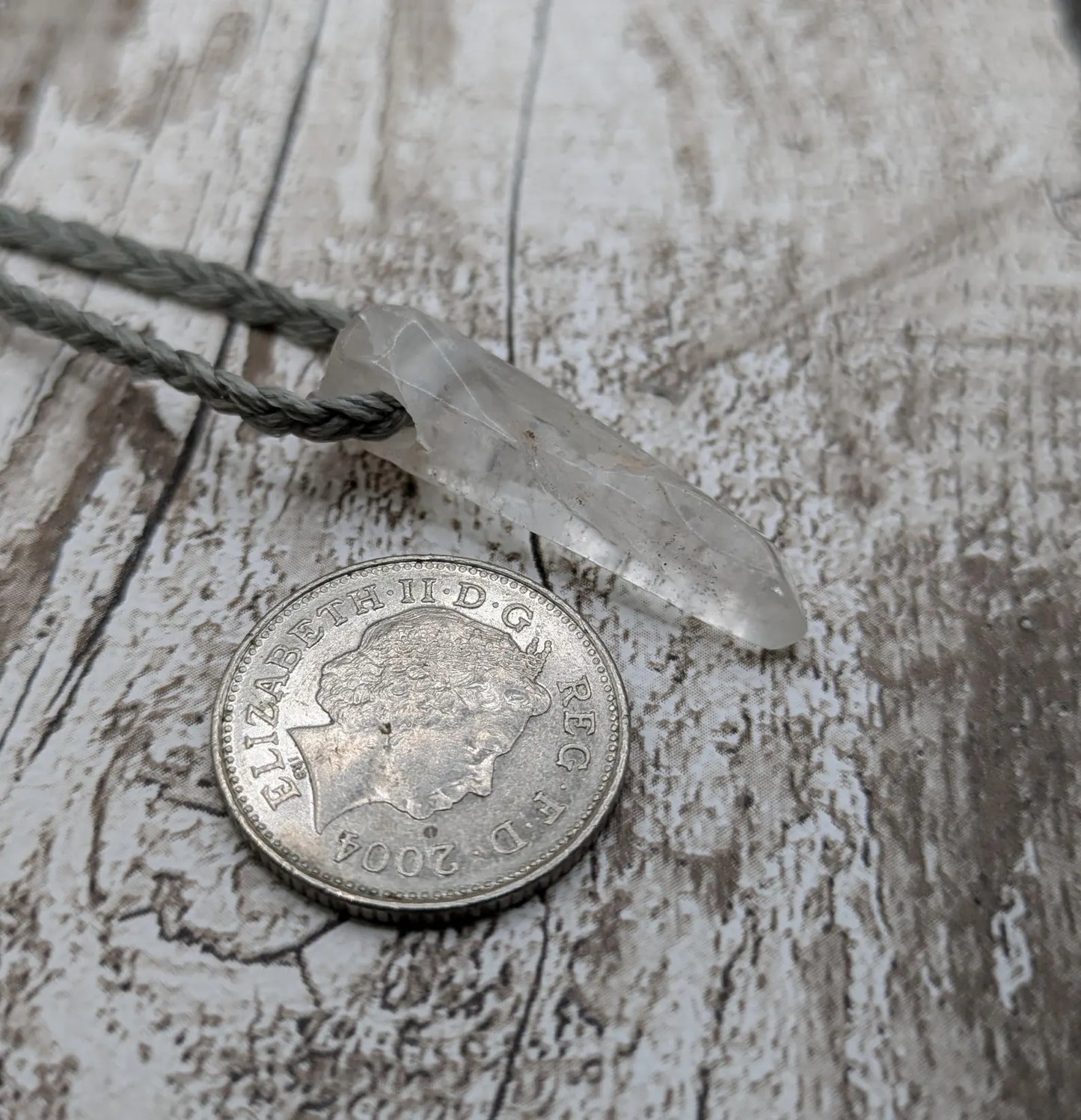Tibetan clear quartz Crystal point pendant.