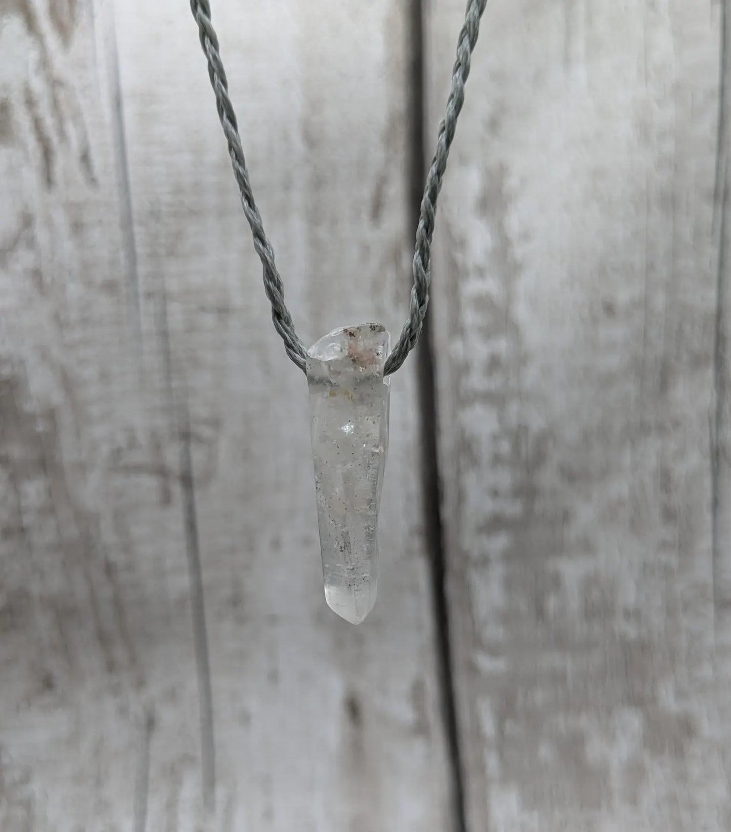 Tibetan clear quartz Crystal point pendant.