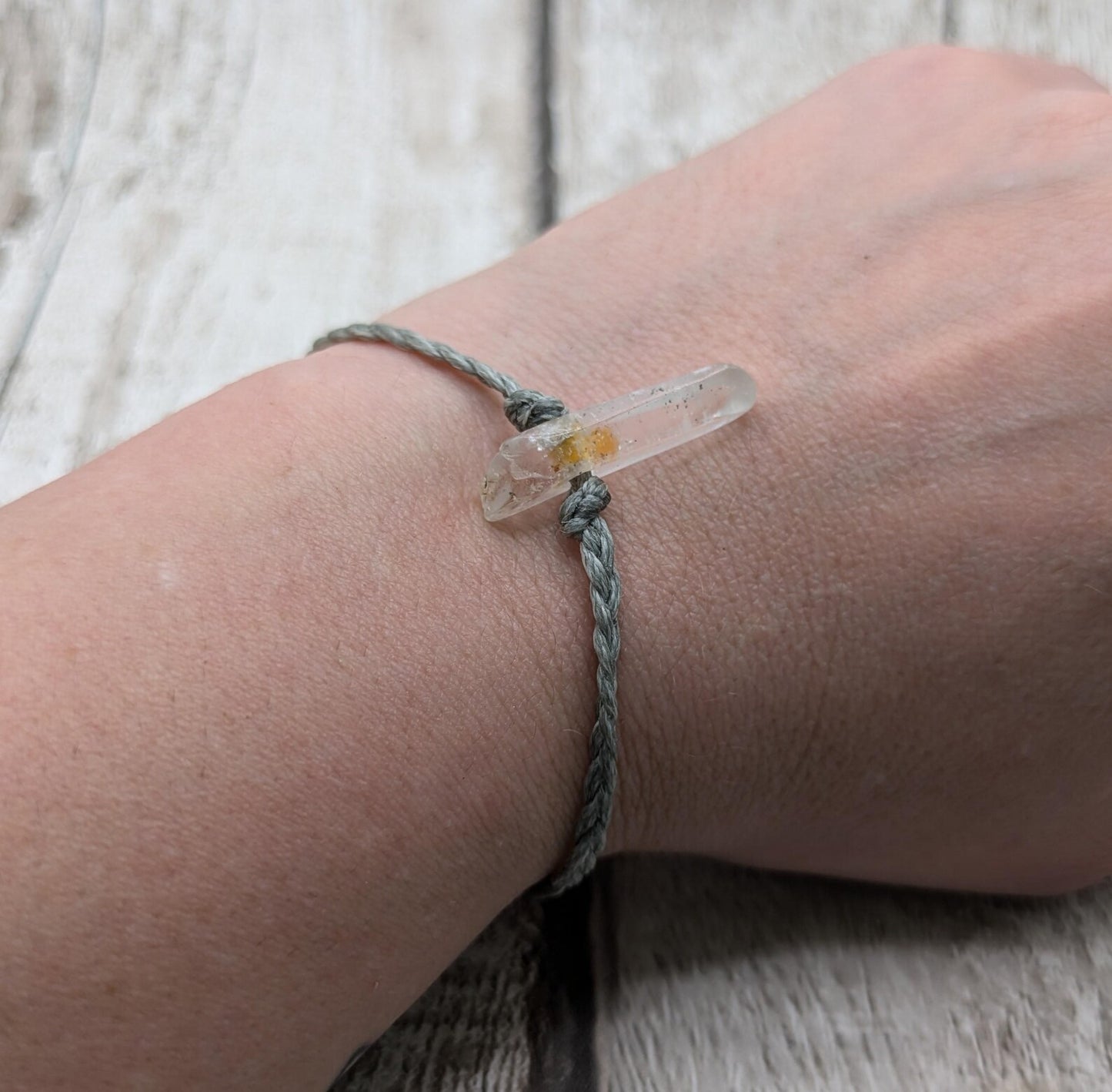 Quartz Crystal point adjustable bracelet.