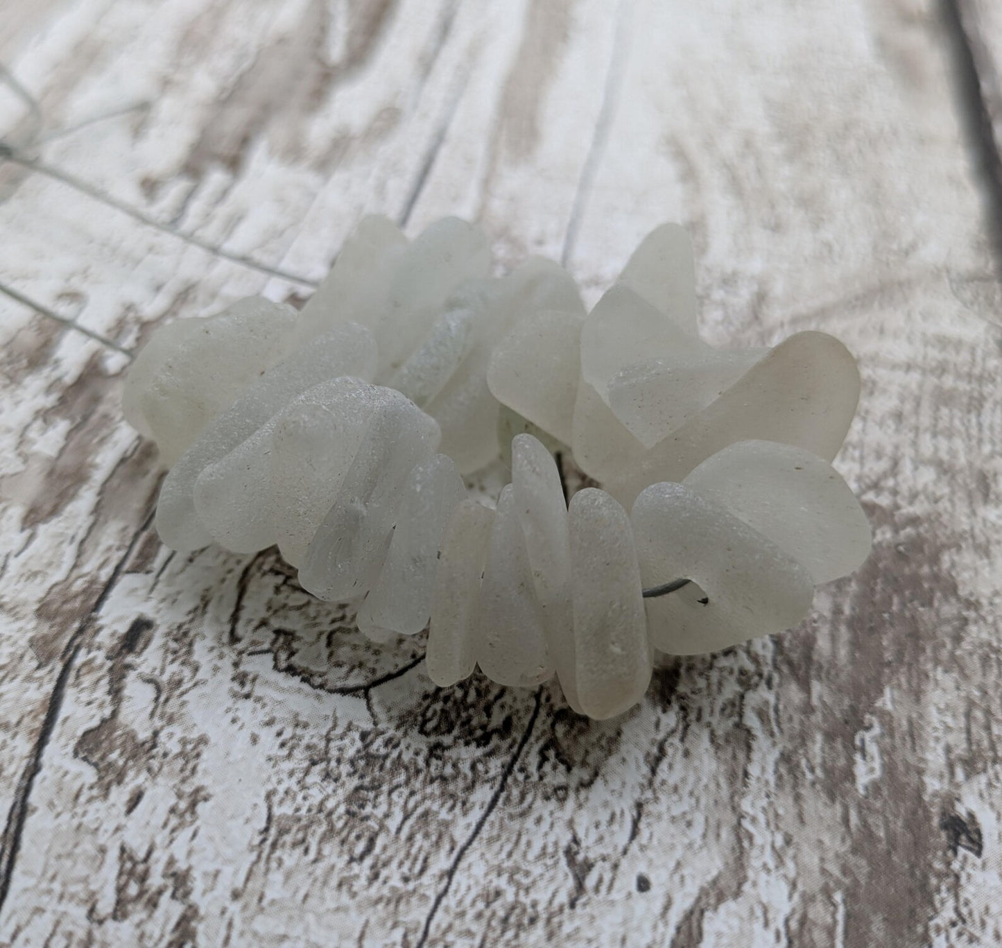 20 White frosted Center drilled sea glass beads.