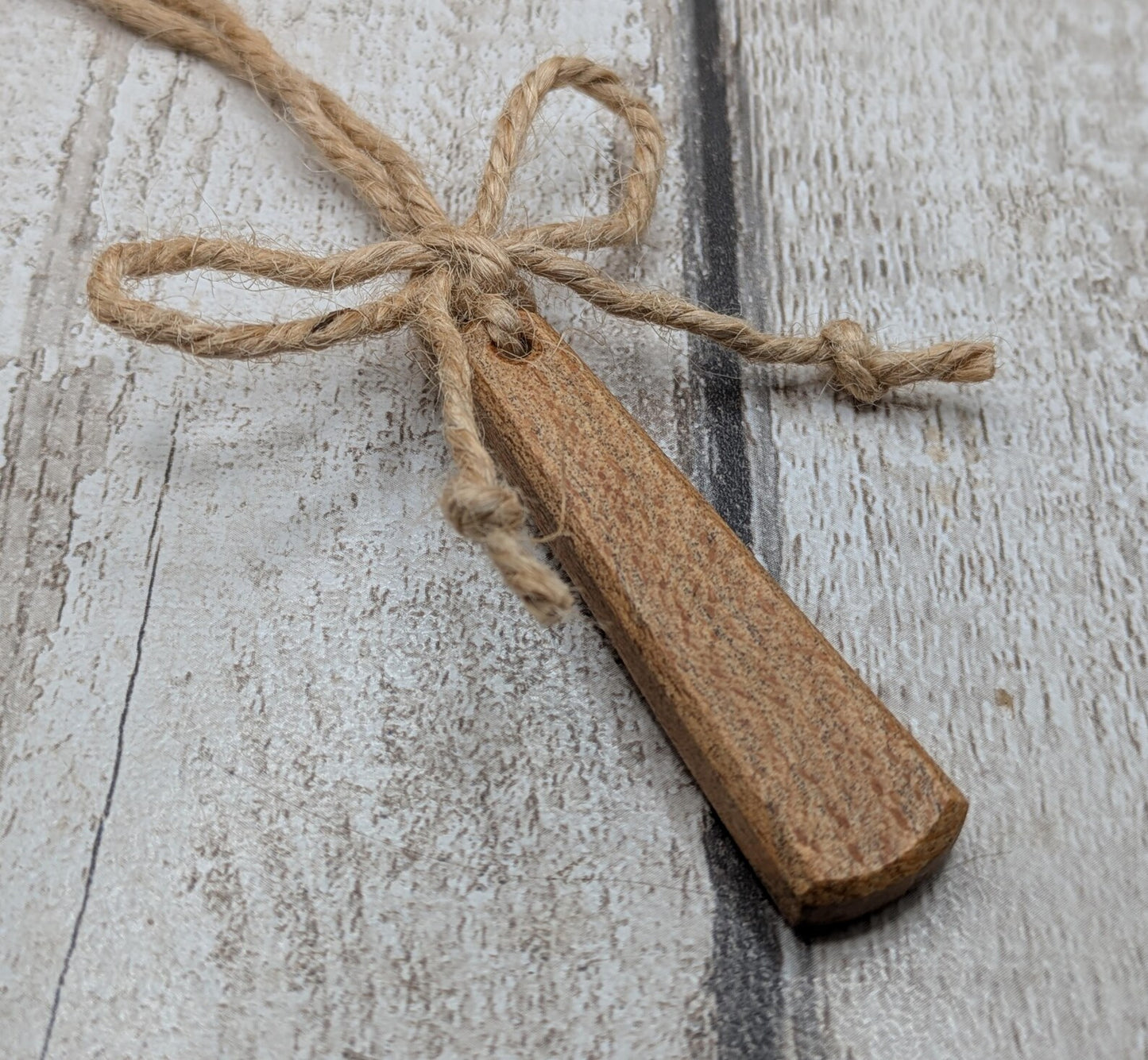 3 pack recycled wood Teardrop hanging Christmas decorations.