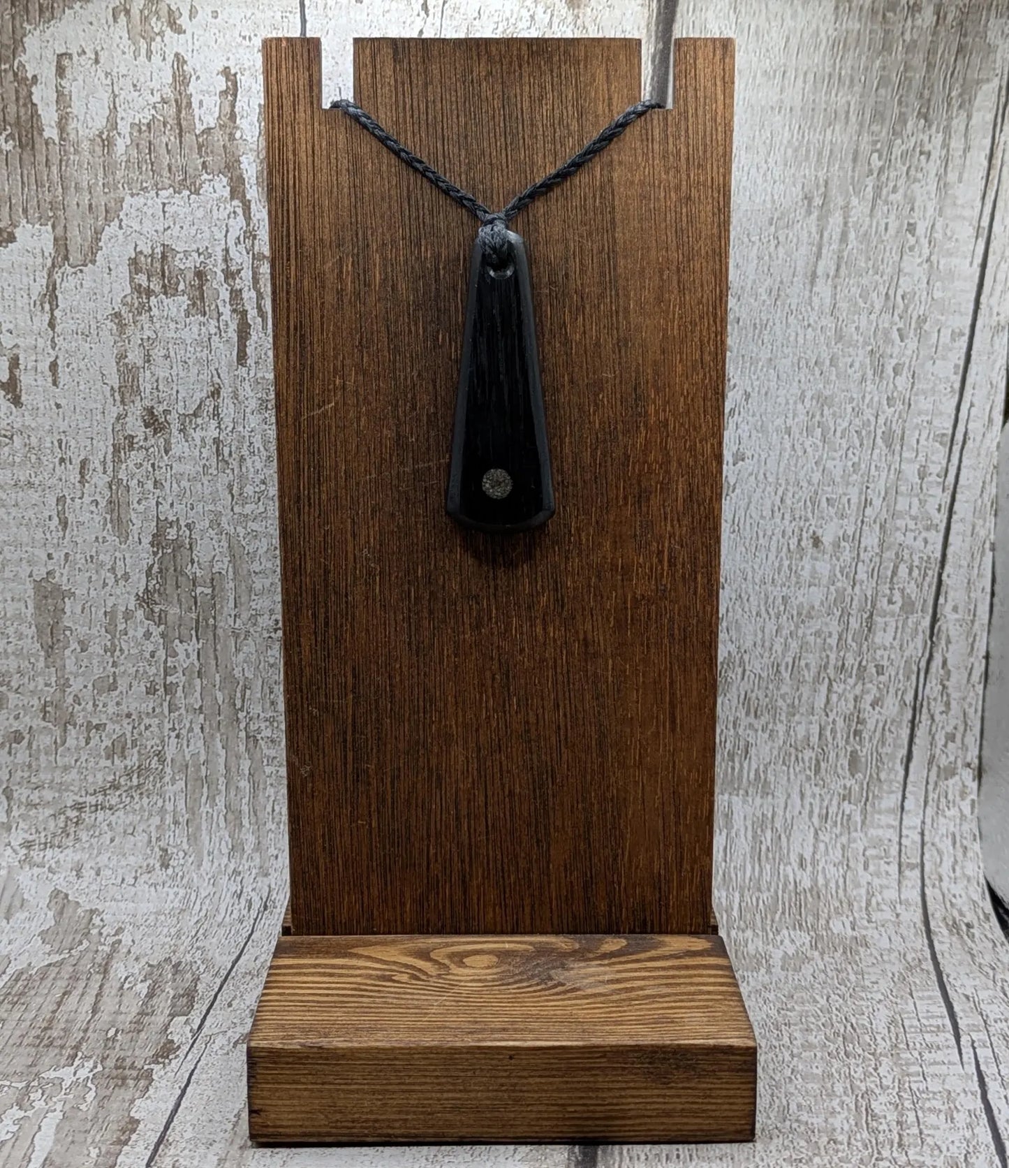 Fenland Bog Oak Roimata Pendant with Avebury Sarsen Inlay – Ancient Talisman | Wiccan, Druidic, or Pagan spiritual Ancestral Jewellery.