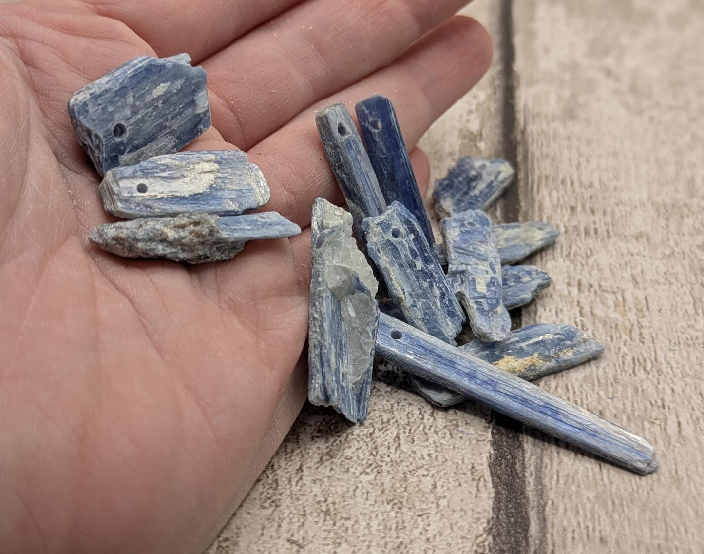 14 chunky small blue kyanite beads.