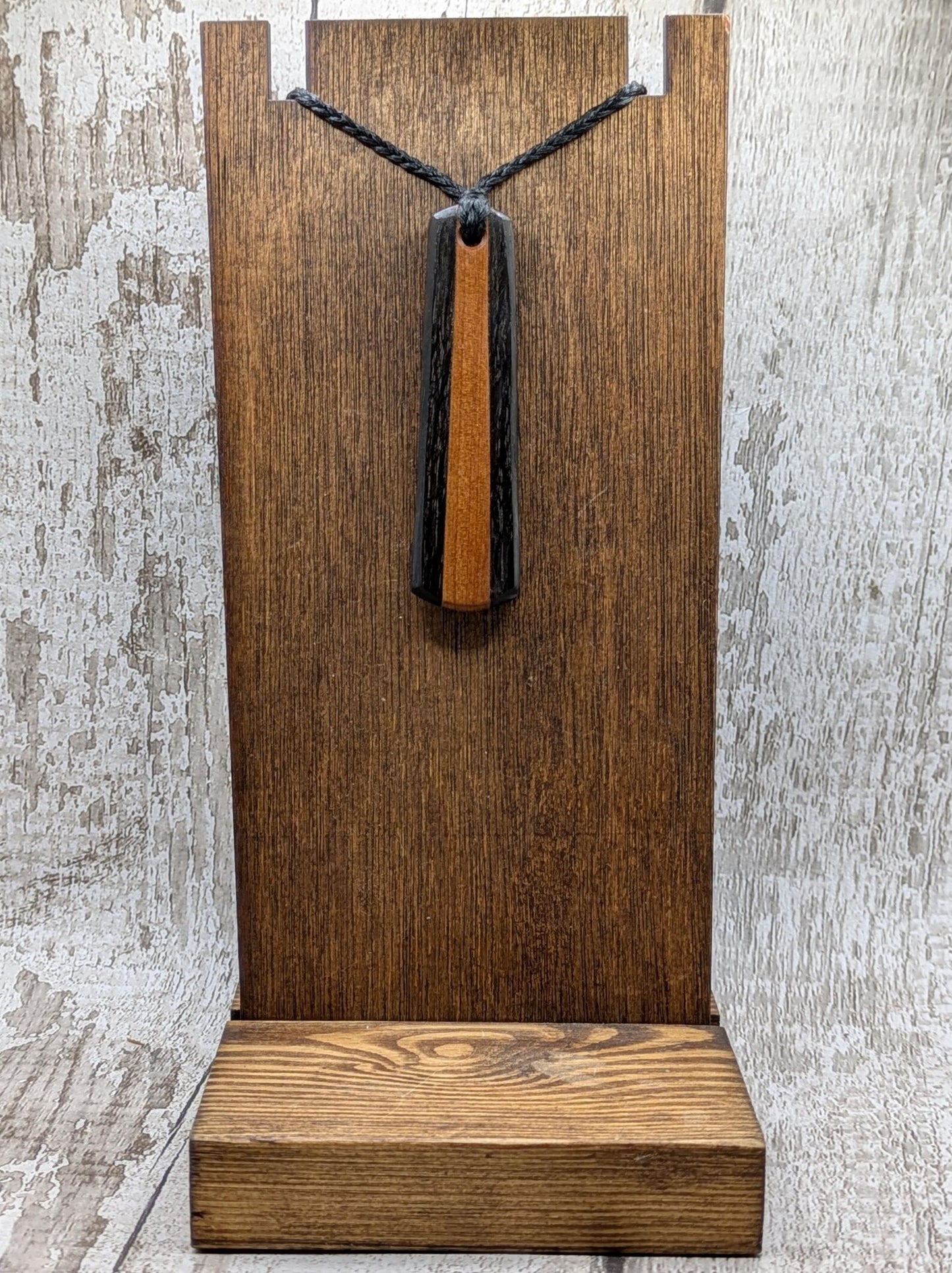 Fenland bog oak and swamp Kauri roimata teardrop pendant.