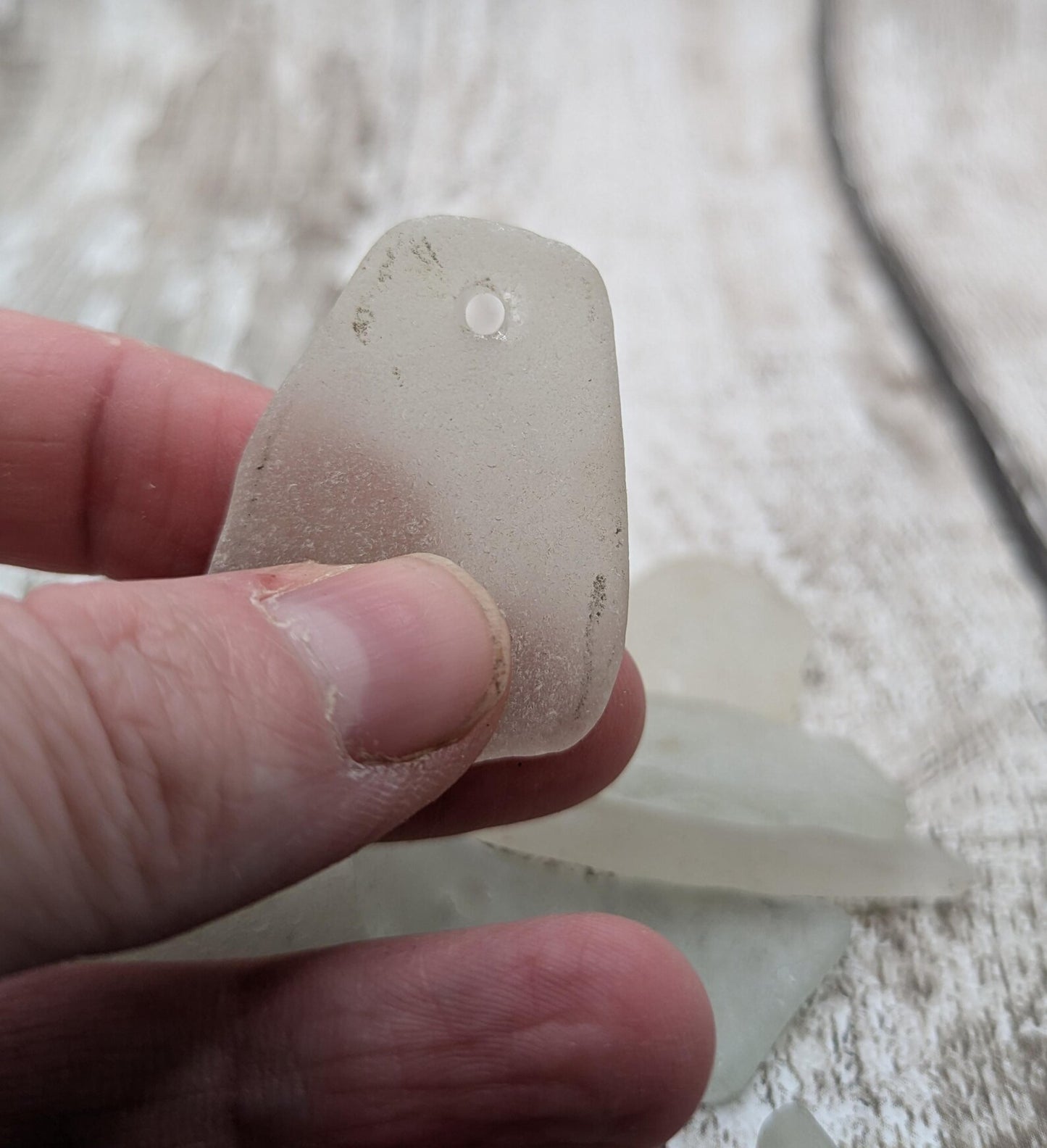 20 large White frosted sea glass beads.