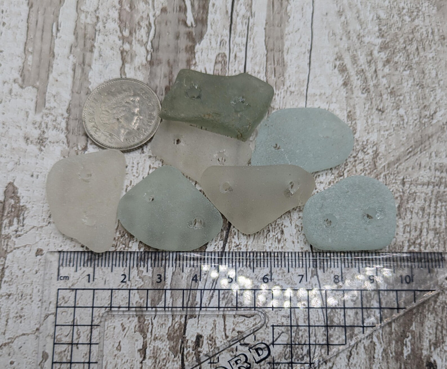 Sea glass connector beads.