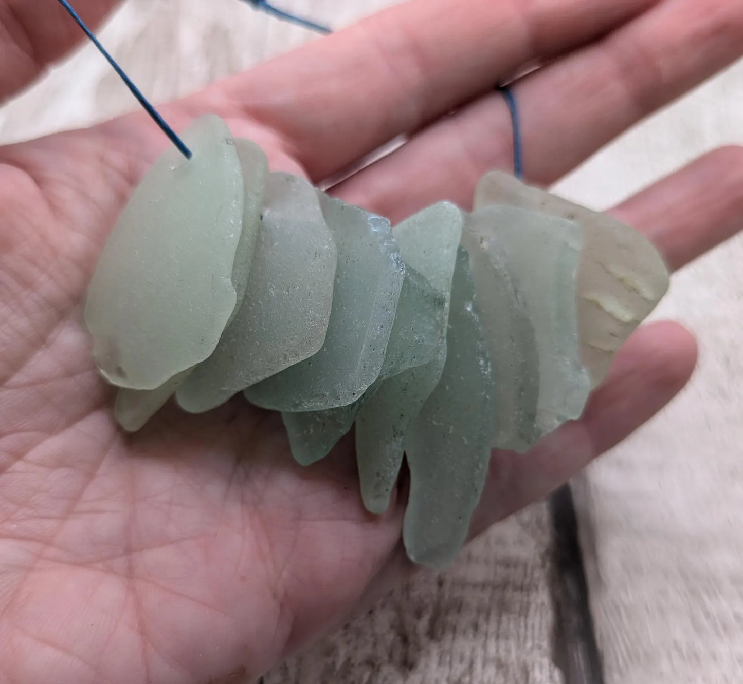 Teal sea glass frosted beads.