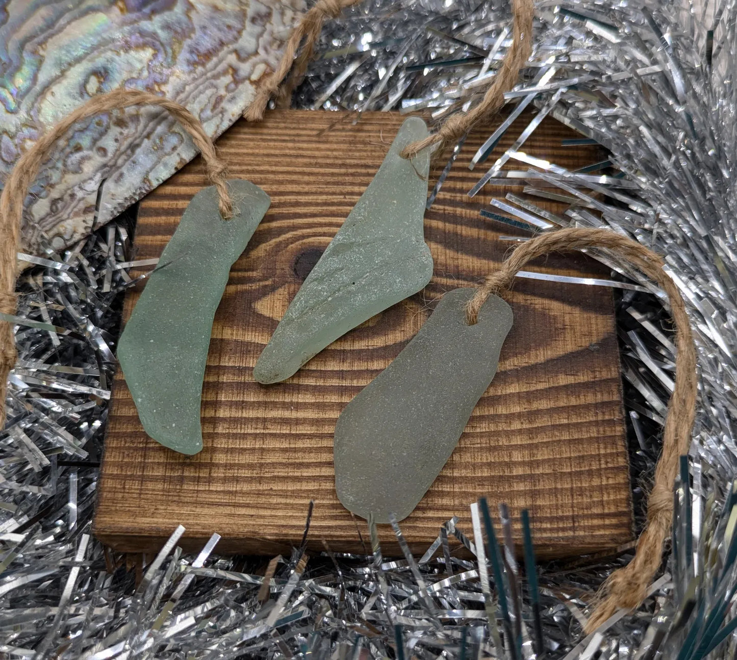 Teal Seas Glass Hanging Tree Decorations - 3 Pack