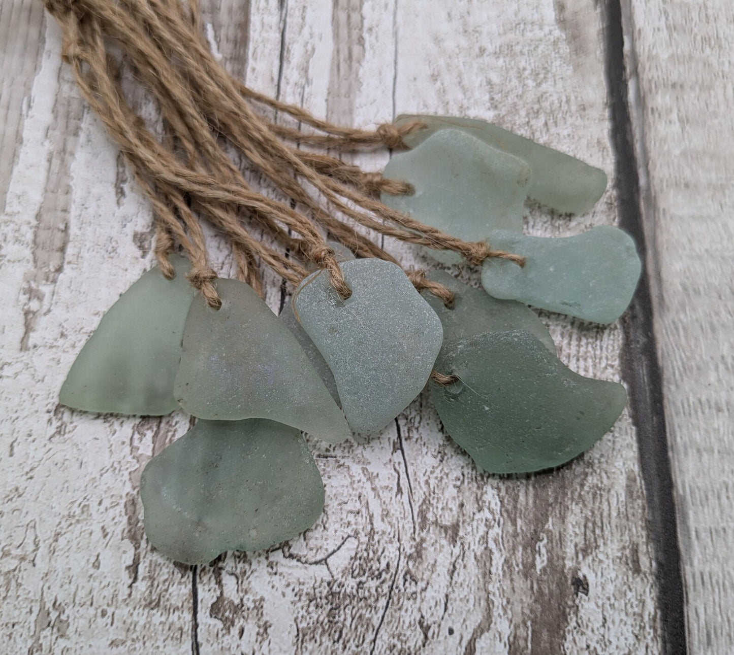 5 pack teal sea glass Christmas decorations. Made to order.