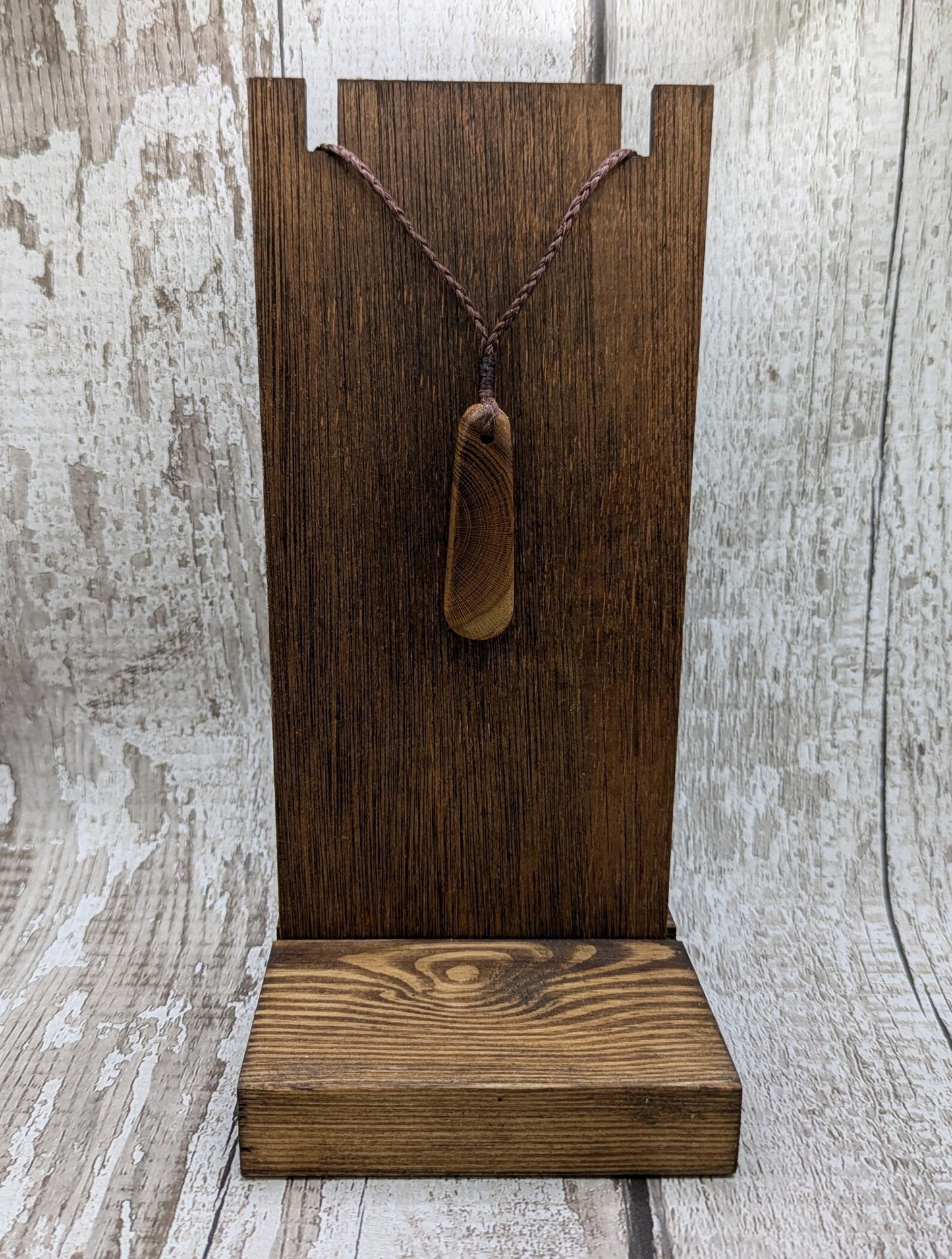 Laburnum wood roimata tear drop pendant.