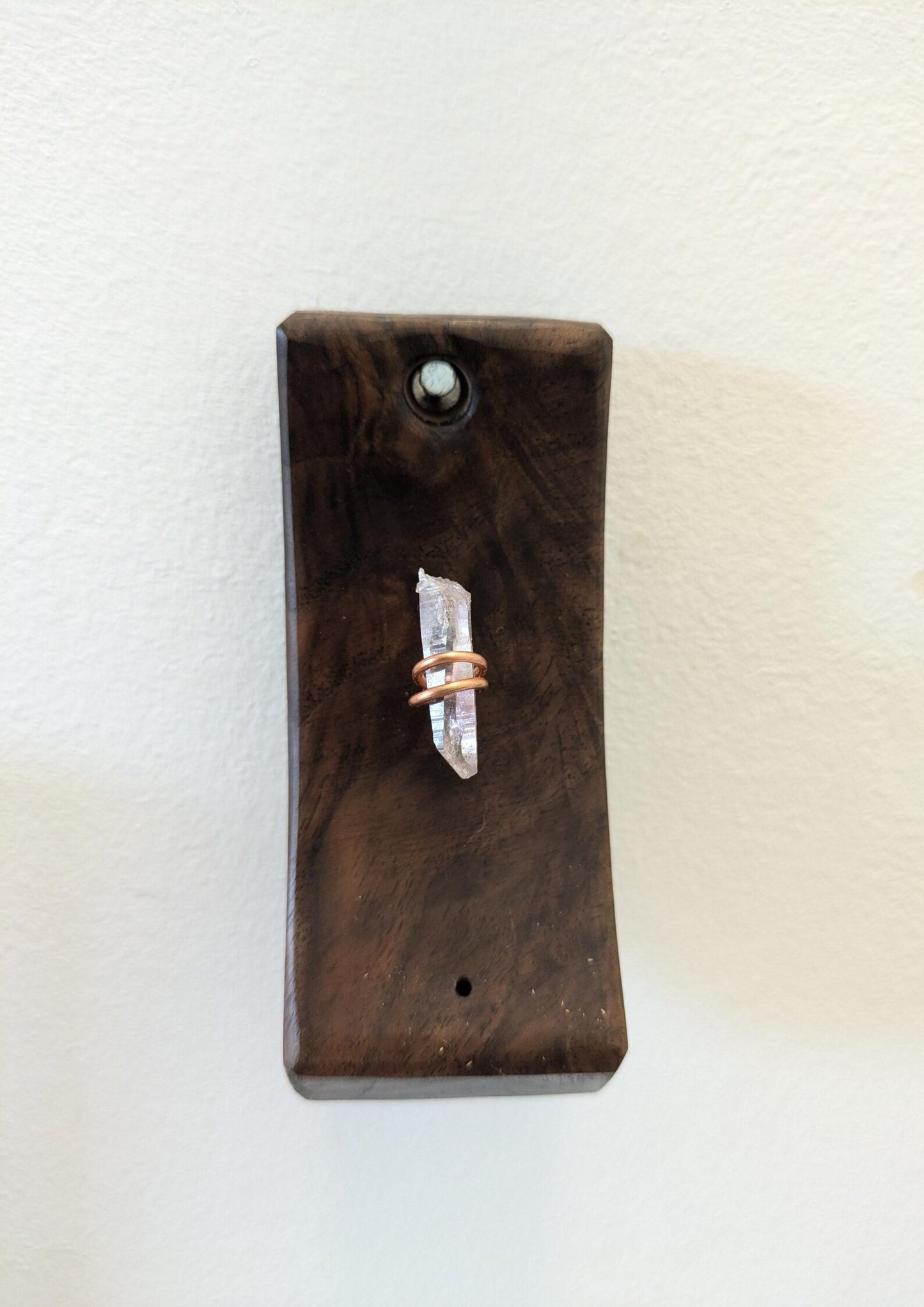 Walnut wood hanging incense holder with Vera Cruz amethyst.