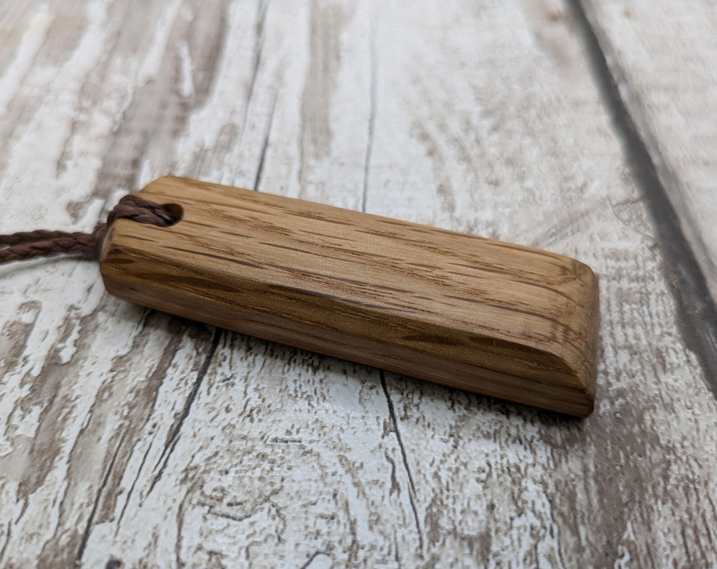 Oak whiskey barrel Toki style wood pendant.