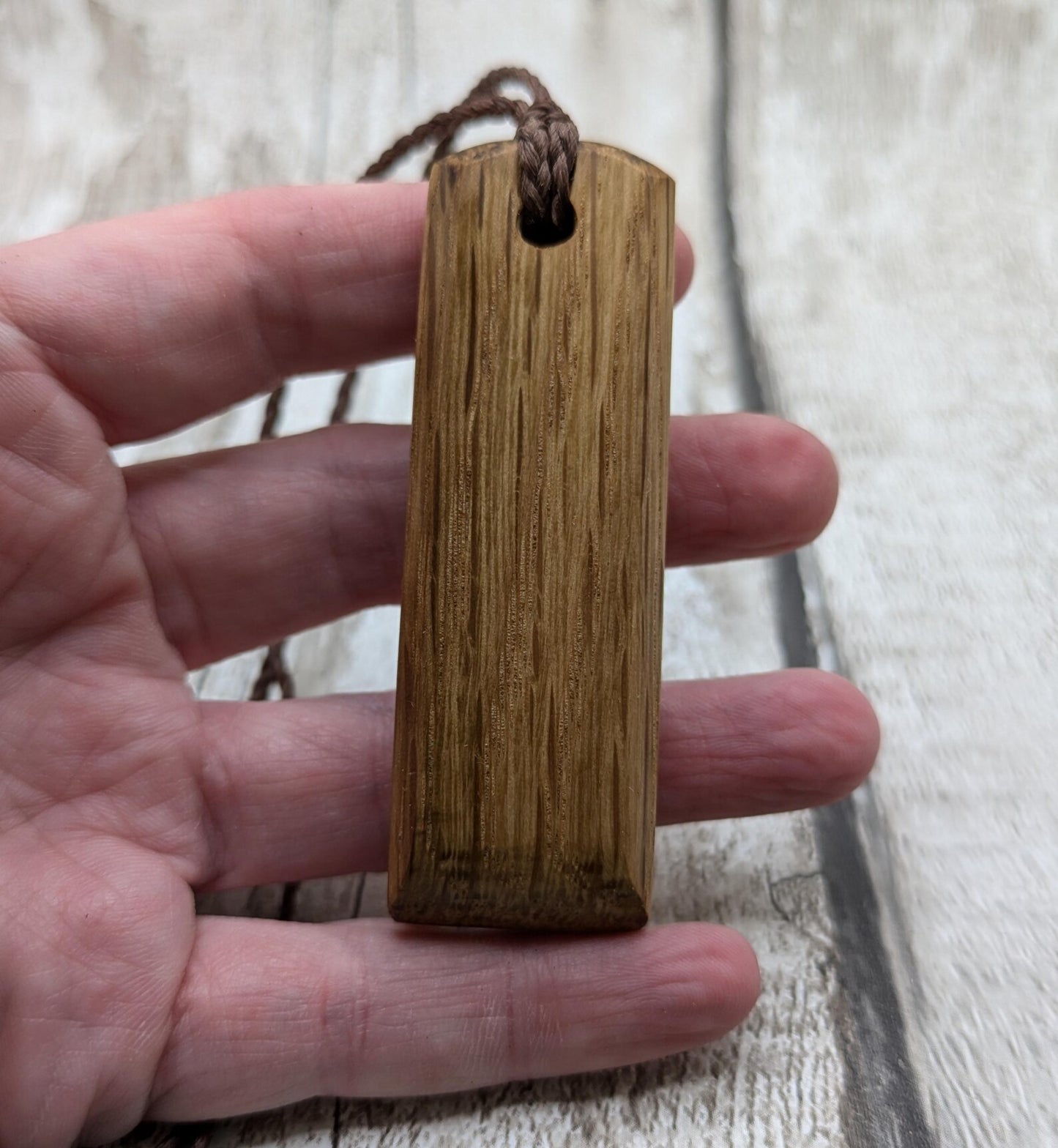 Oak whiskey barrel Toki style wood pendant.