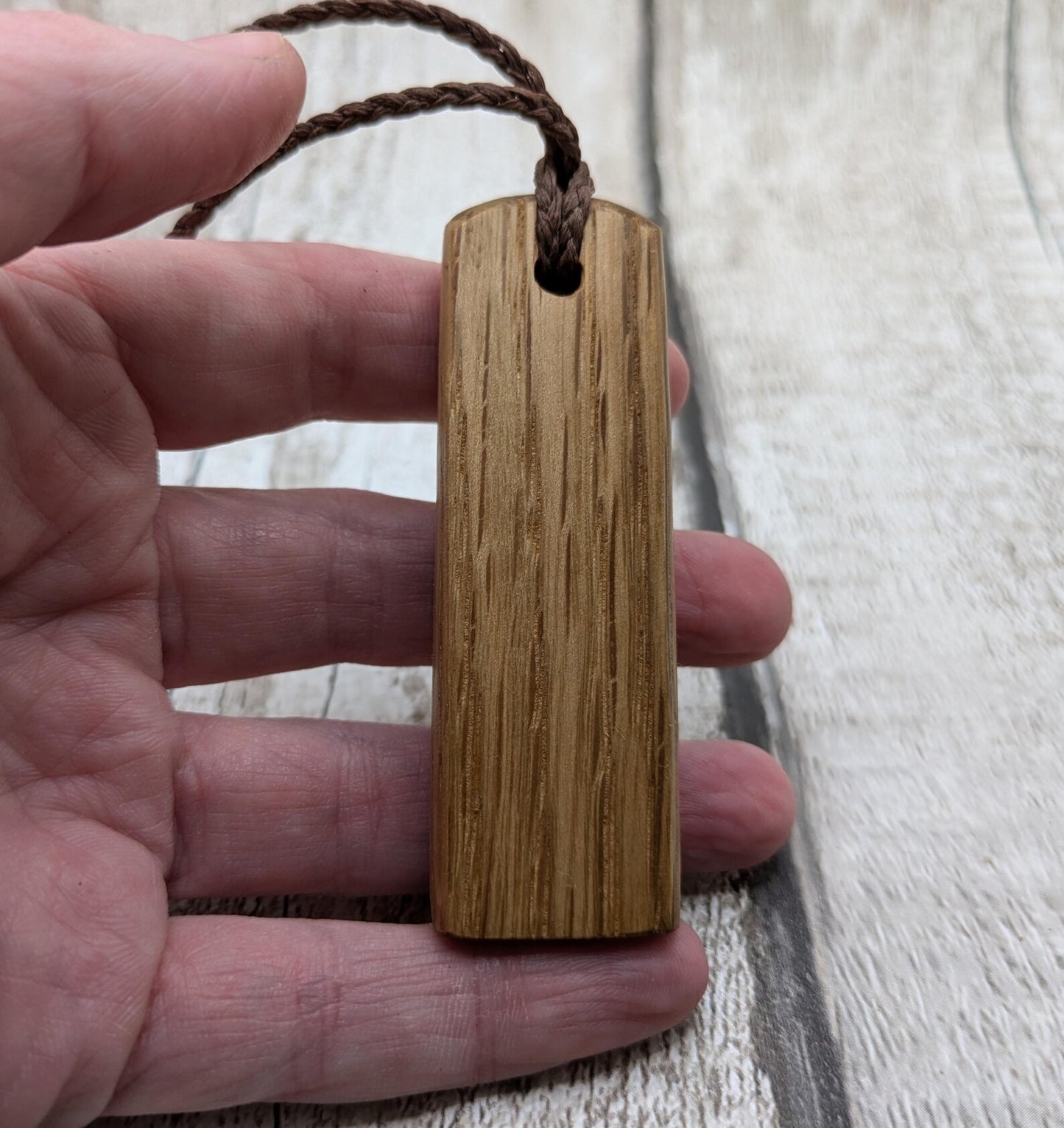 Oak whiskey barrel Toki style wood pendant.