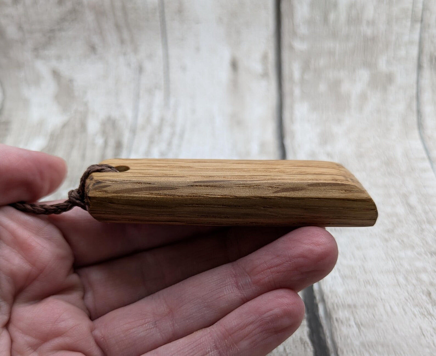 Oak whiskey barrel Toki style wood pendant.
