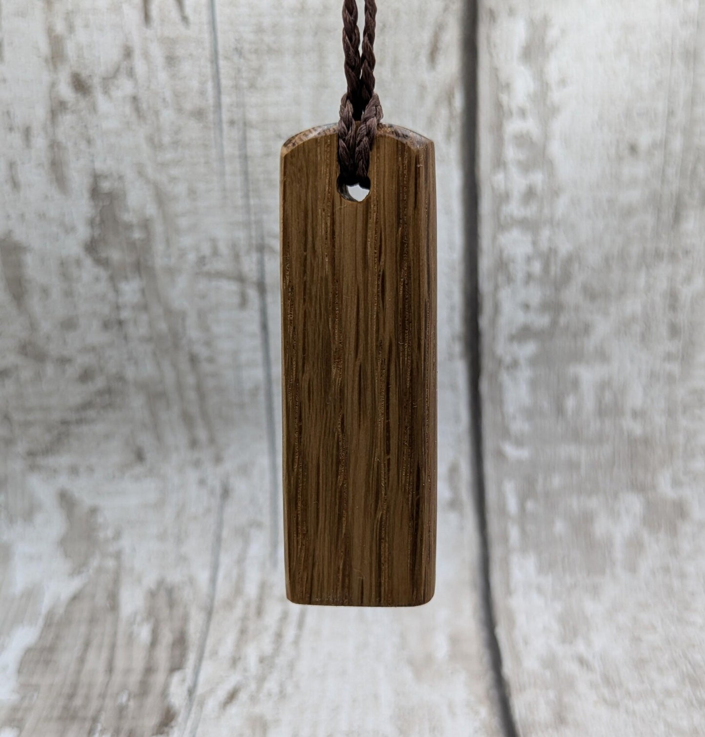 Oak whiskey barrel Toki style wood pendant.