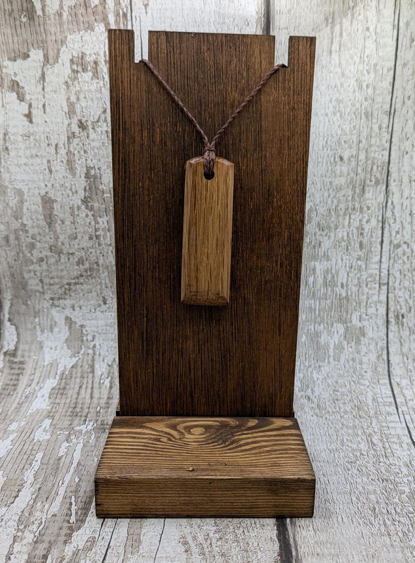 Oak whiskey barrel Toki style wood pendant.