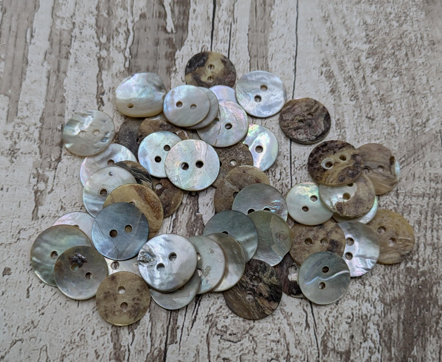 Medium abalone shell buttons.