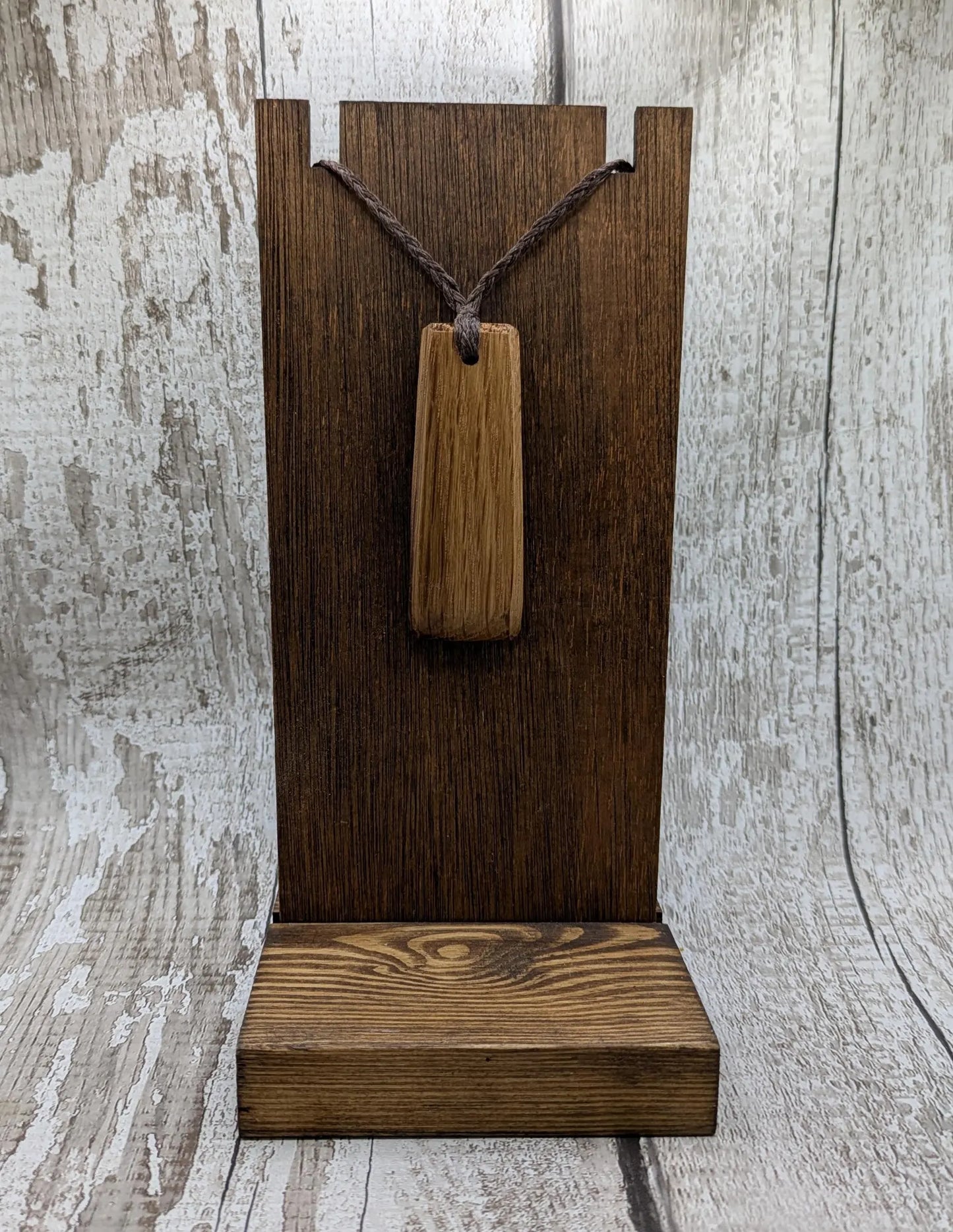 Whiskey barrel oak wood Toki style pendant.