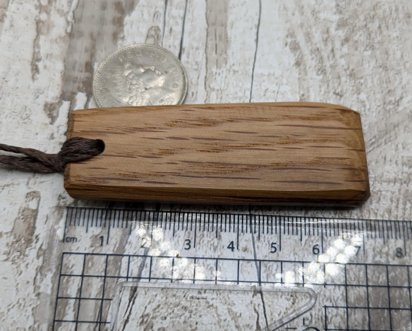 Whiskey barrel oak wood Toki style pendant.