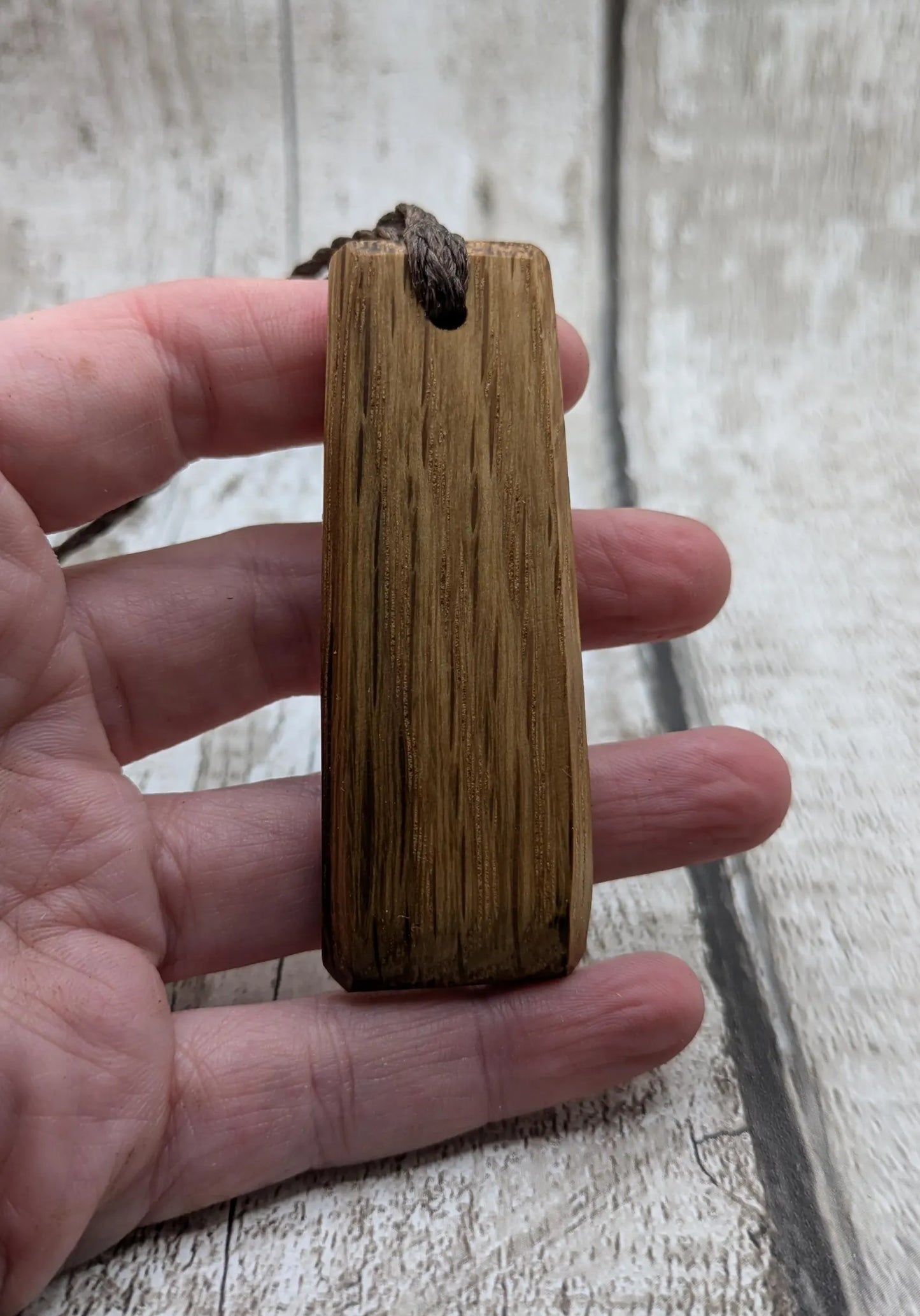Whiskey barrel oak wood Toki style pendant.