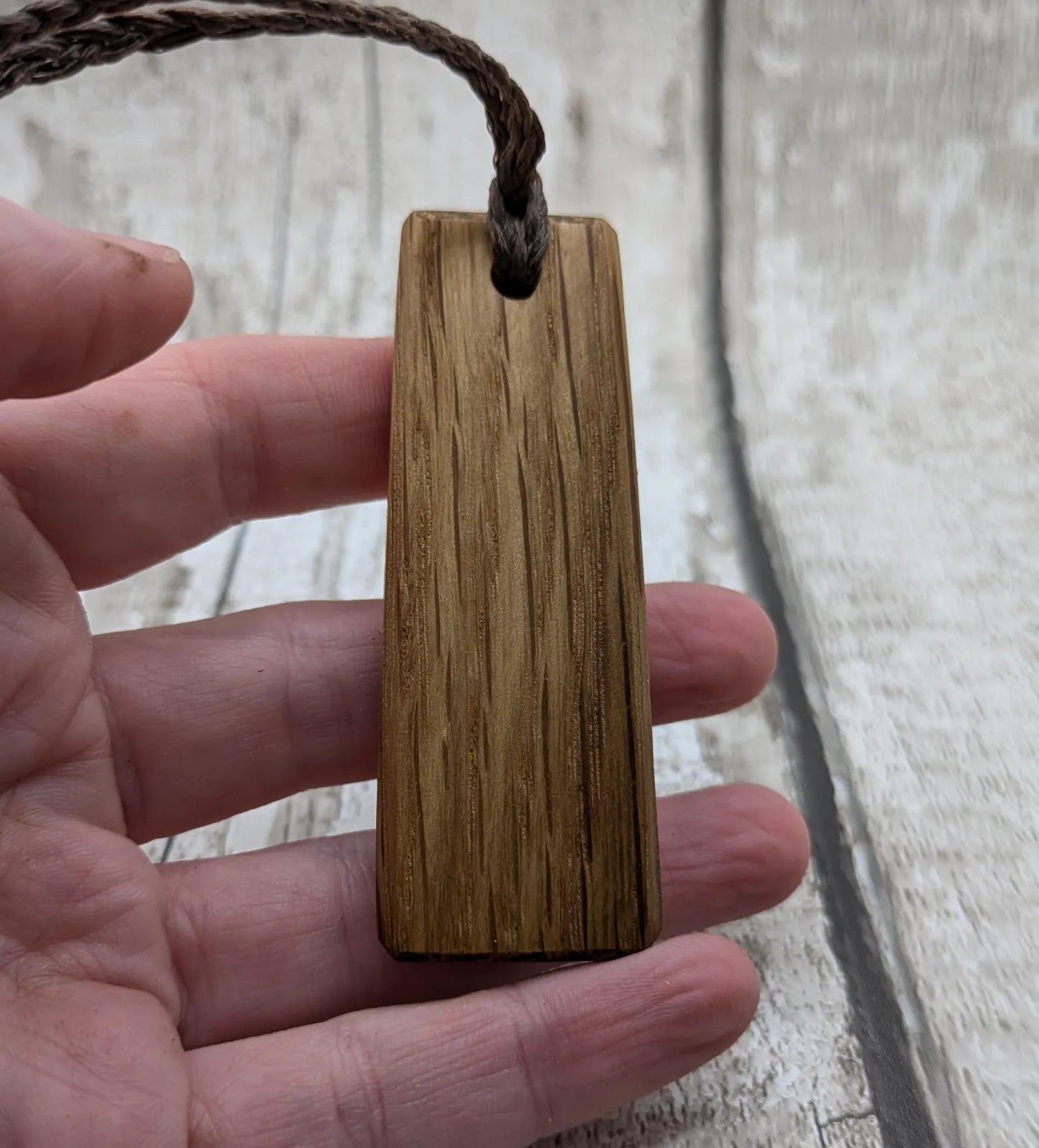 Whiskey barrel oak wood Toki style pendant.
