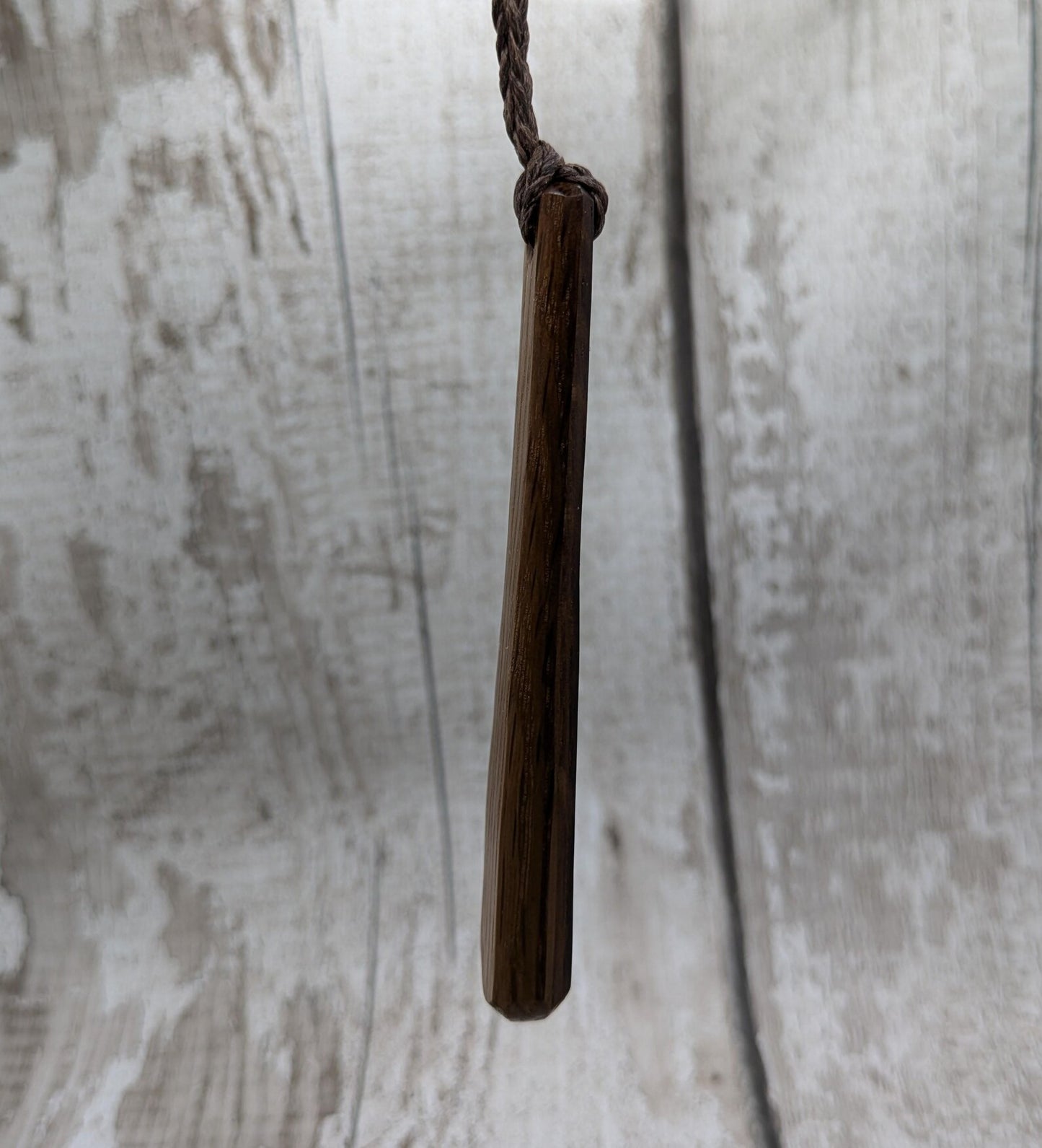 Whiskey barrel oak wood roimata teardrop pendant.