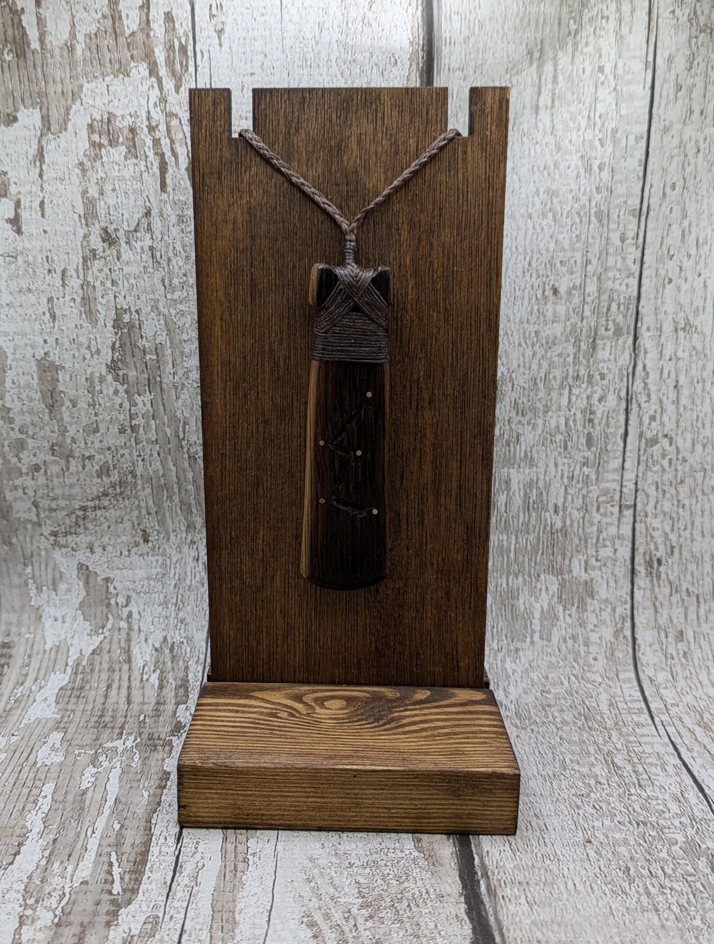 Whiskey barrel oak Hei Toki adze Cassiopeia constellation pendant.