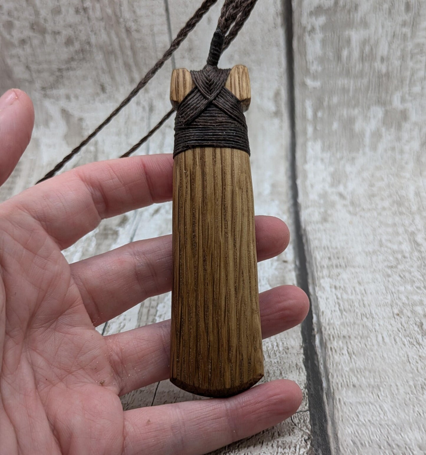 Whiskey barrel oak Hei Toki adze Cassiopeia constellation pendant.