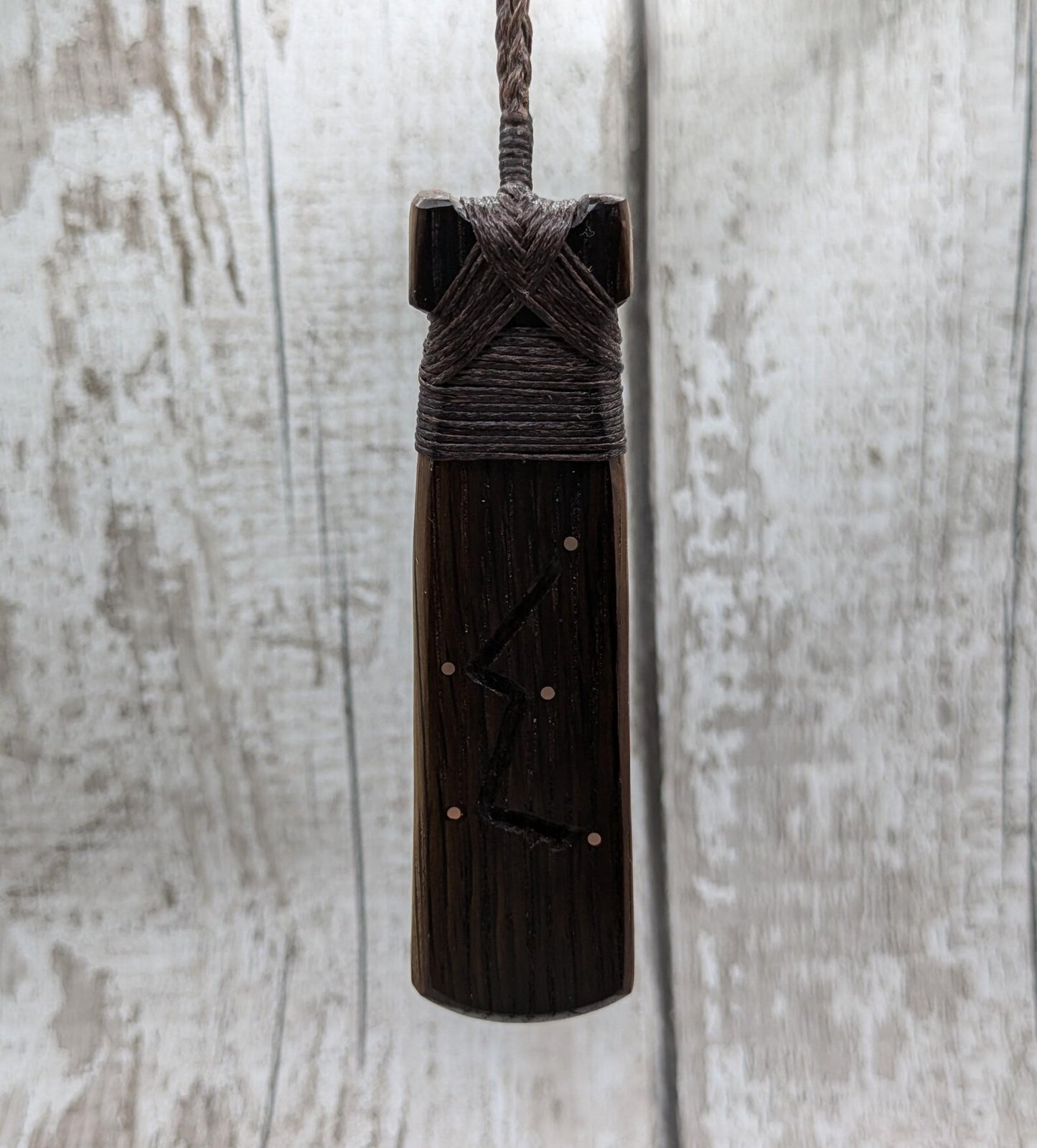 Whiskey barrel oak Hei Toki adze Cassiopeia constellation pendant.
